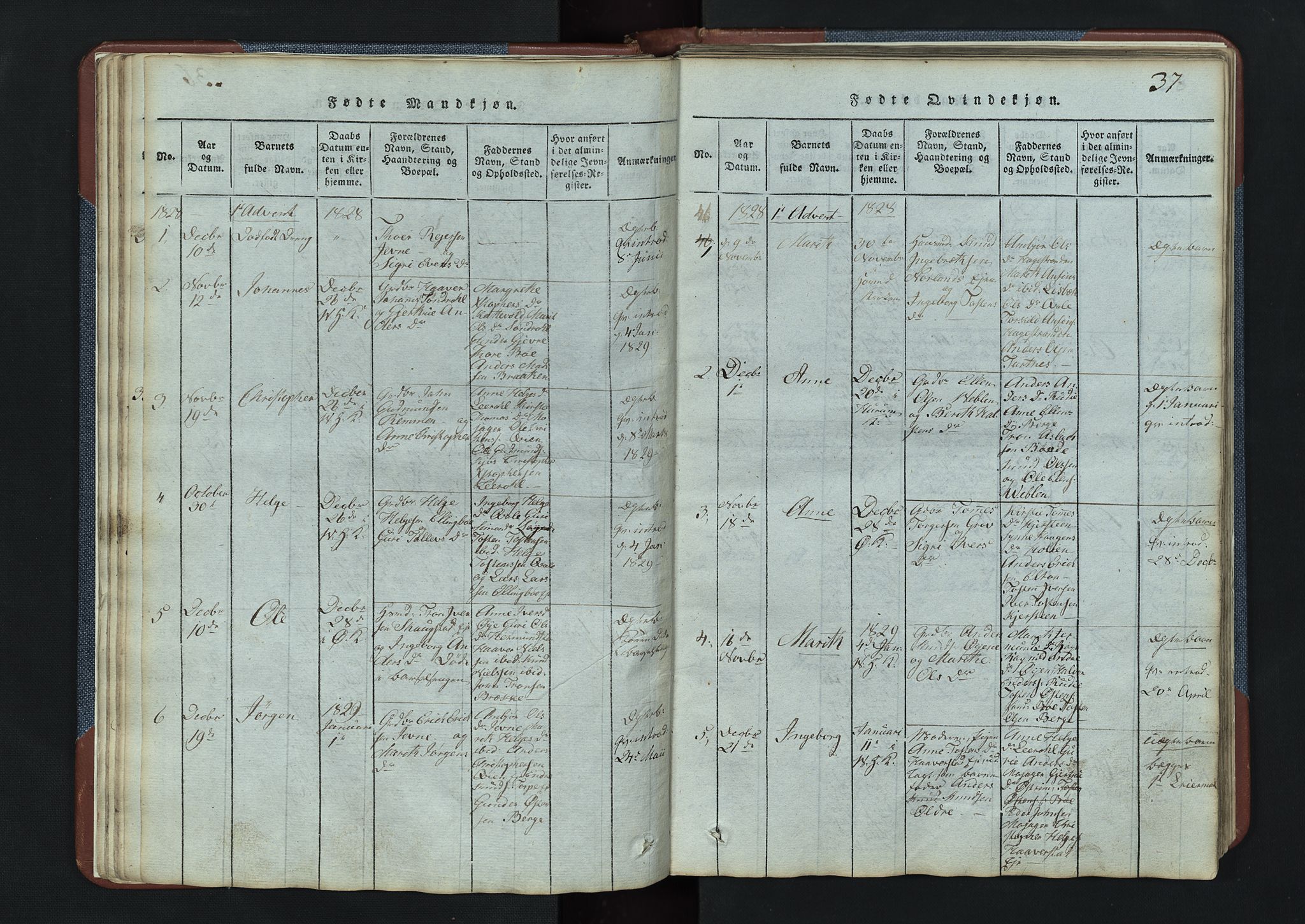 Vang prestekontor, Valdres, SAH/PREST-140/H/Hb/L0003: Parish register (copy) no. 3, 1814-1892, p. 37