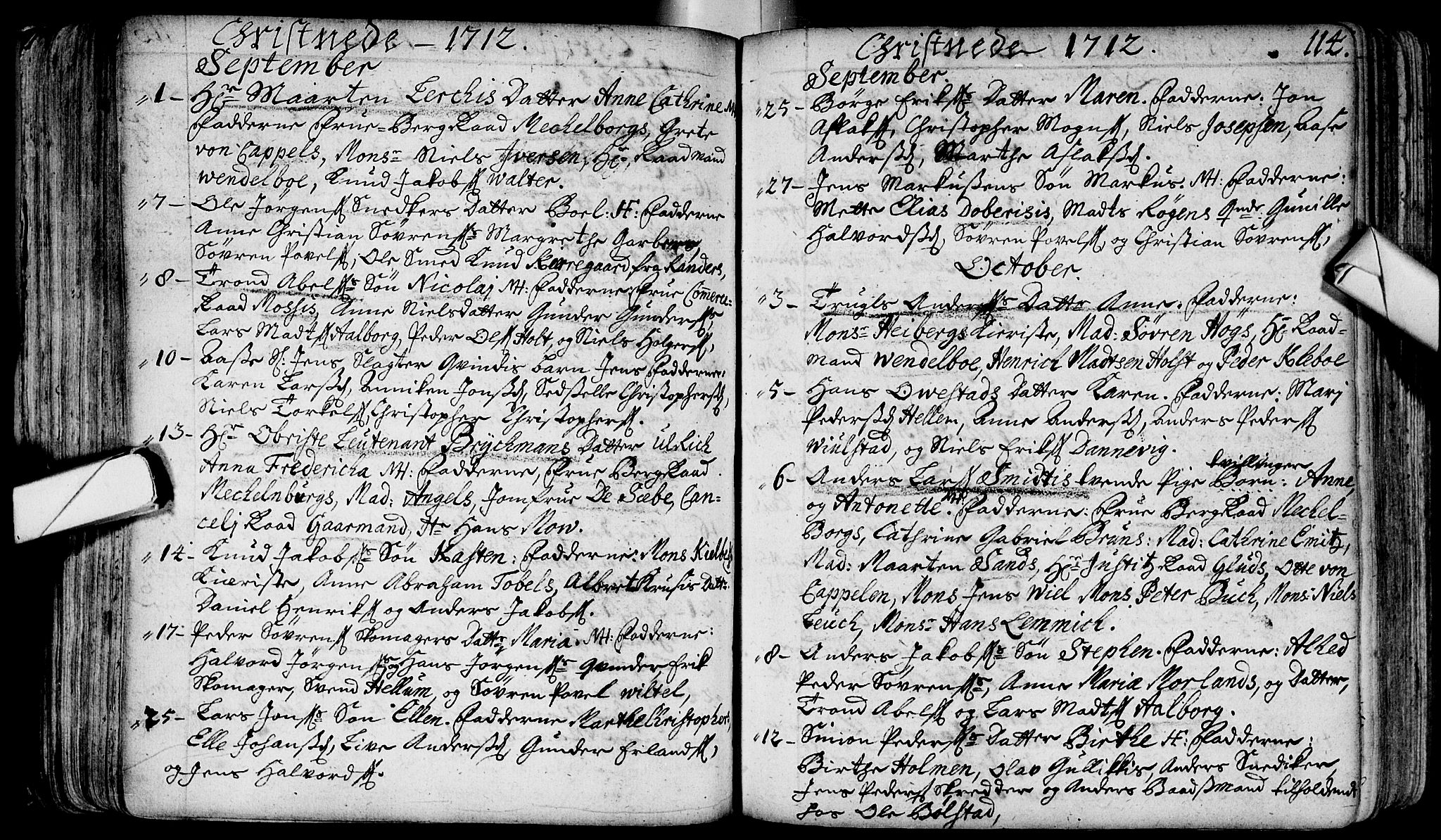 Bragernes kirkebøker, AV/SAKO-A-6/F/Fa/L0003: Parish register (official) no. I 3, 1706-1734, p. 114