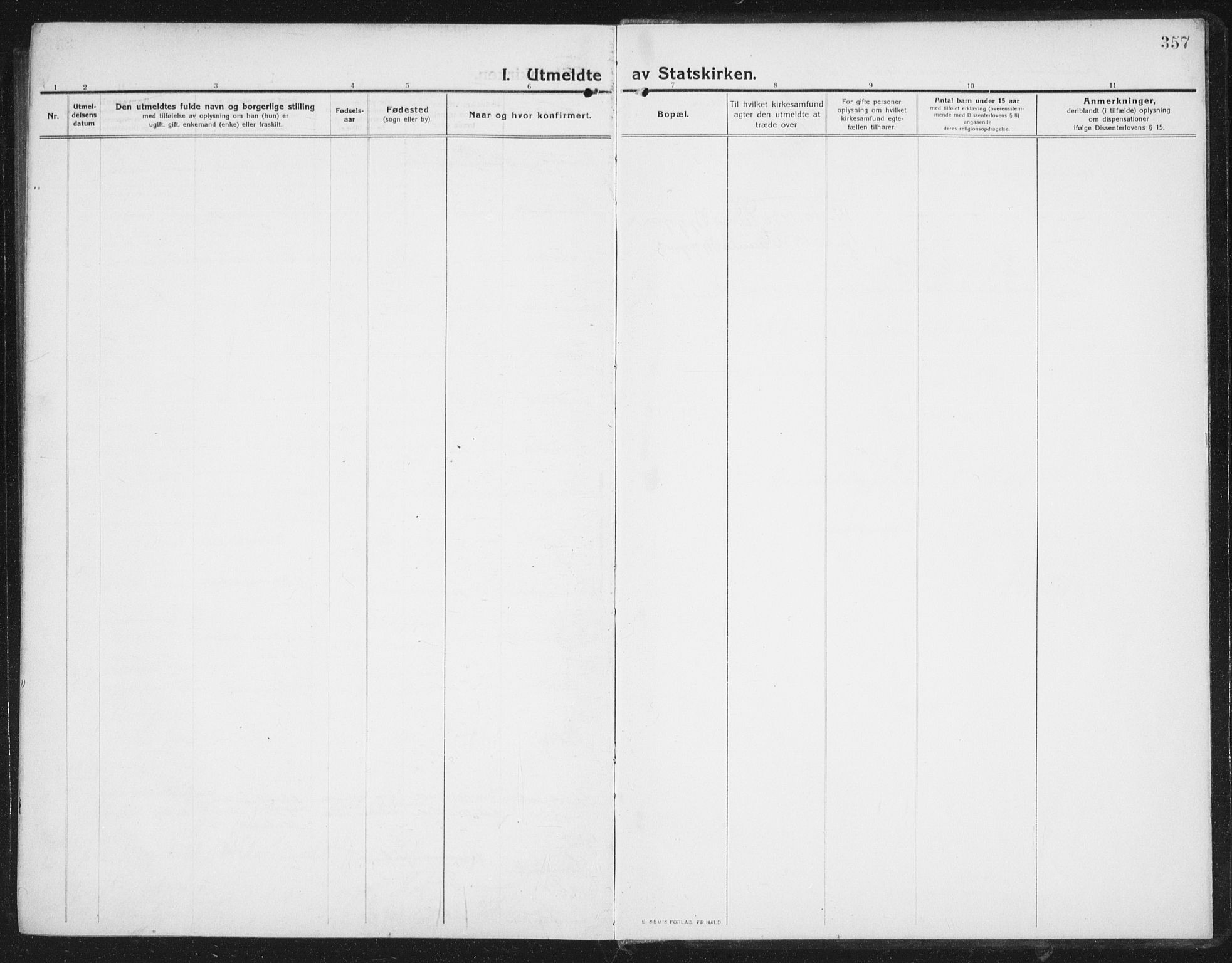 Ministerialprotokoller, klokkerbøker og fødselsregistre - Nordland, SAT/A-1459/882/L1183: Parish register (copy) no. 882C01, 1911-1938, p. 357