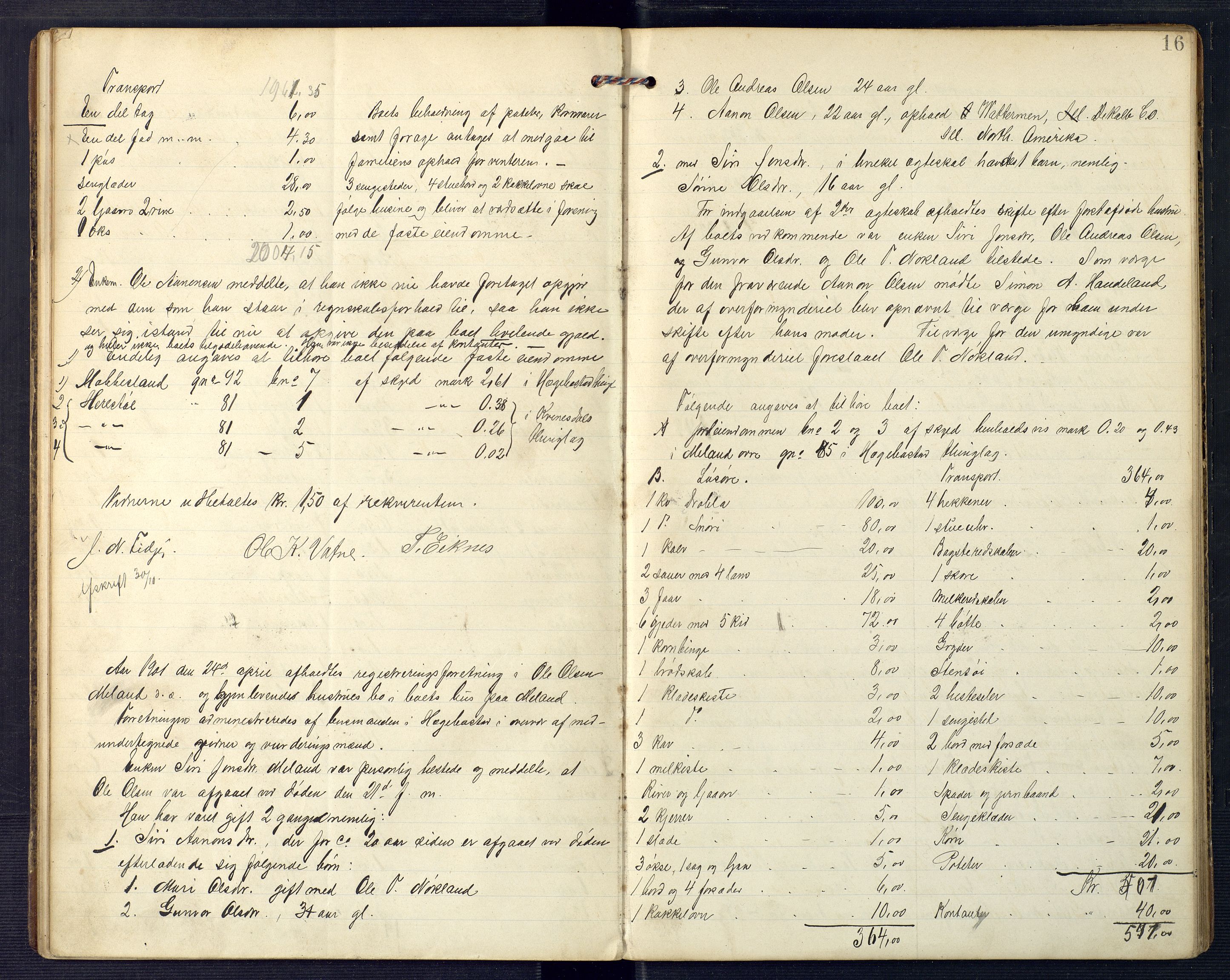Lyngdal sorenskriveri, AV/SAK-1221-0004/H/Hc/L0862: Skifteregistreringsprotokoll nr. 12, Hægebostad tinglag, 1898-1905, p. 15b-16a