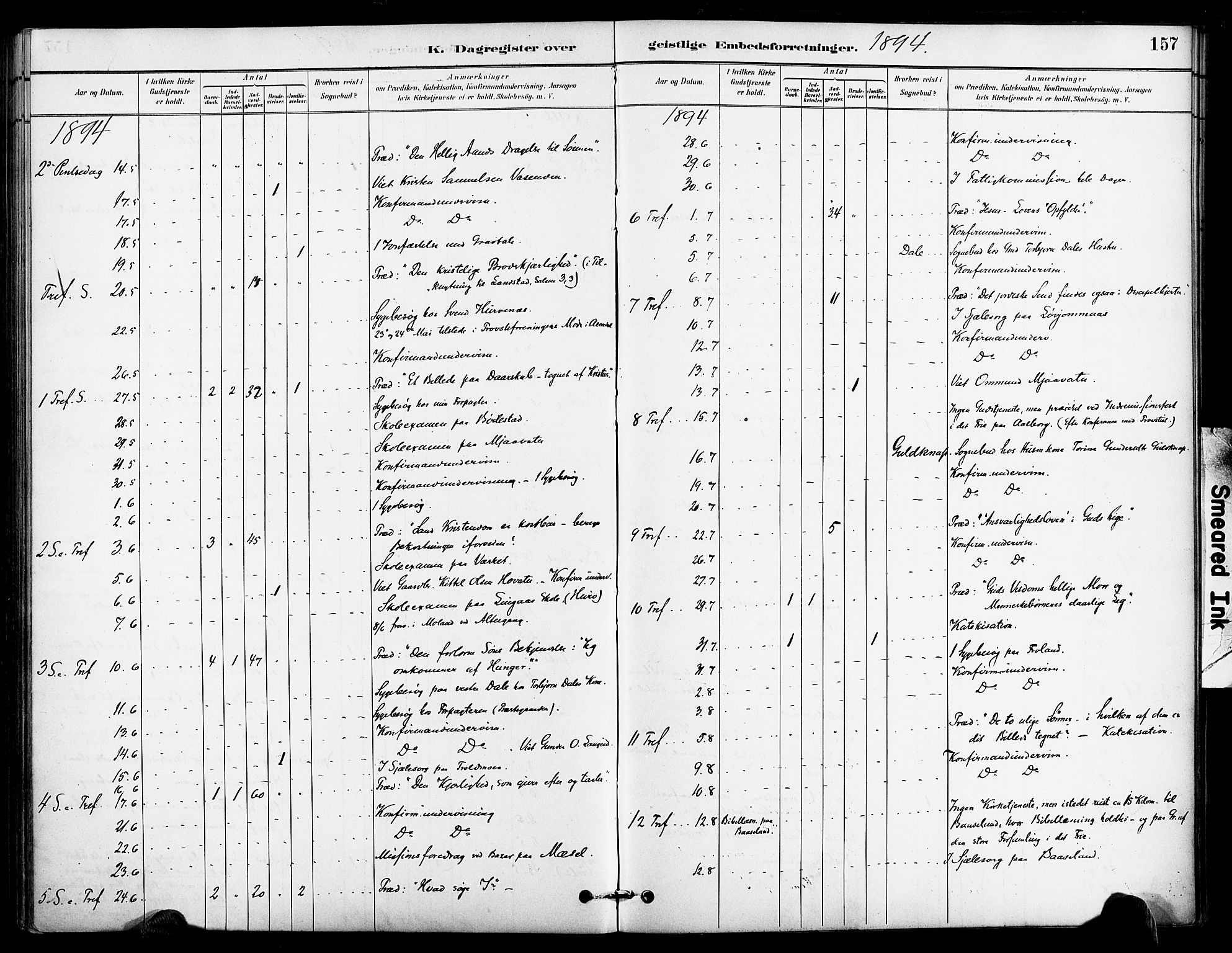 Froland sokneprestkontor, AV/SAK-1111-0013/F/Fa/L0004: Parish register (official) no. A 4, 1882-1906, p. 157