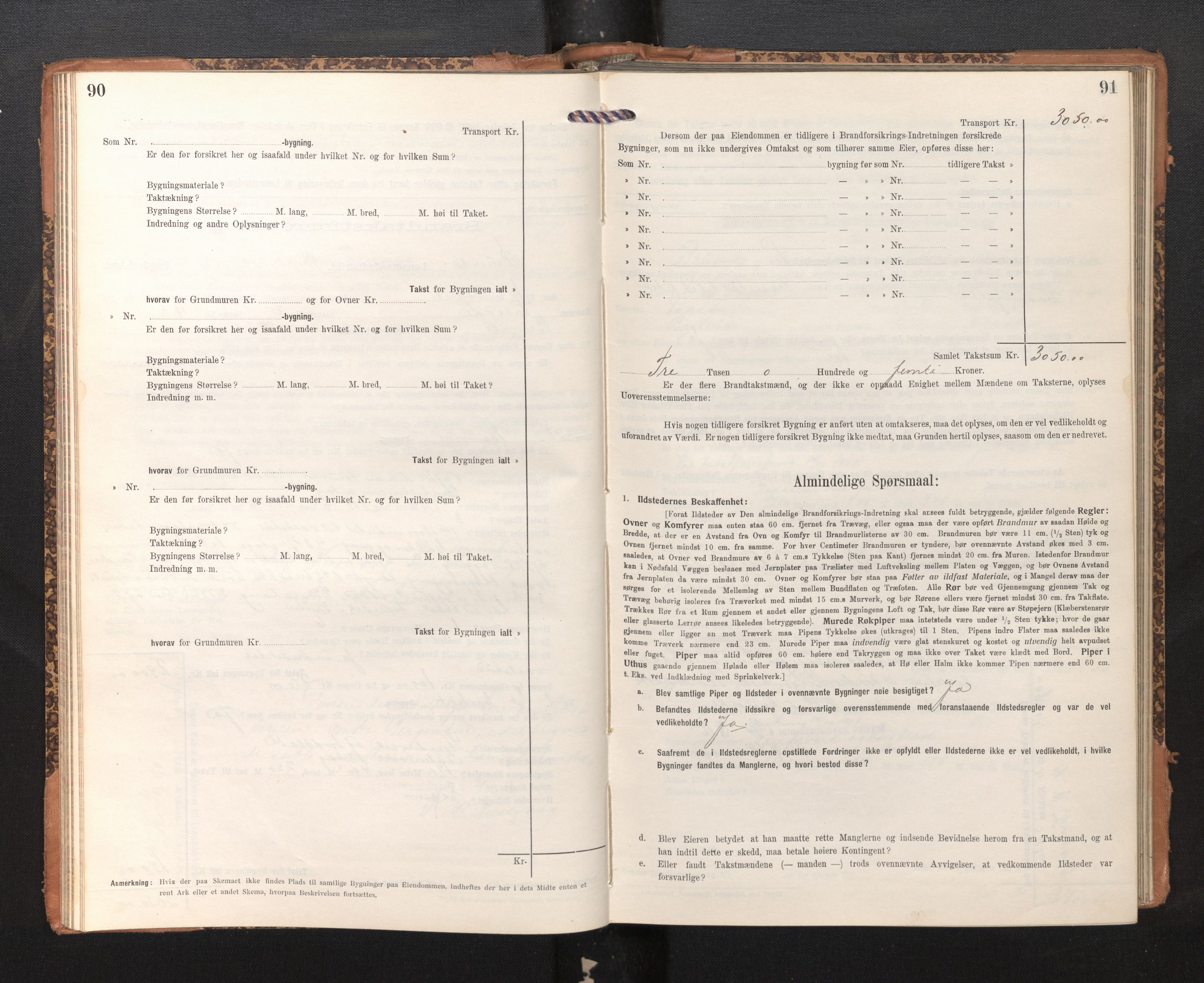 Lensmannen i Bruvik, AV/SAB-A-31301/0012/L0008: Branntakstprotokoll, skjematakst, 1914-1919, p. 90-91