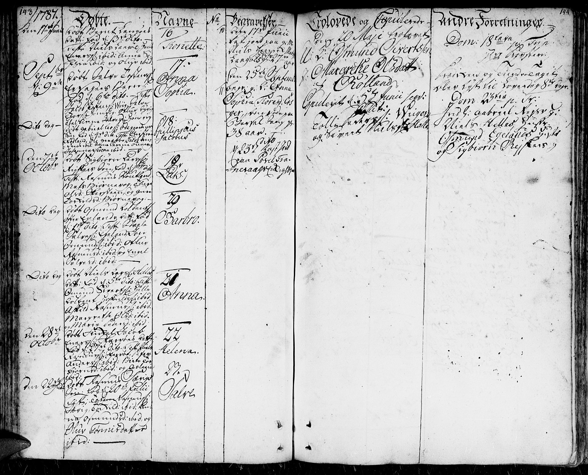 Herad sokneprestkontor, SAK/1111-0018/F/Fa/Faa/L0001: Parish register (official) no. A 1 /2, 1768-1797, p. 143-144