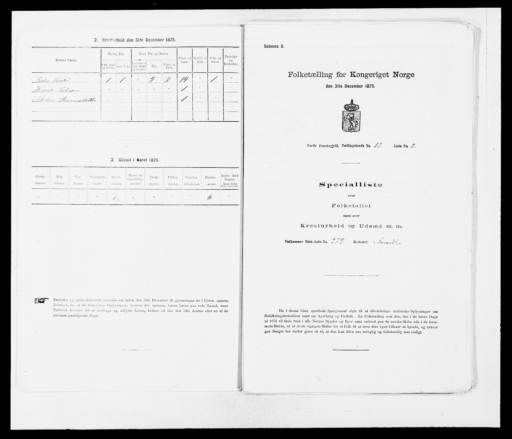 SAB, 1875 census for 1432P Førde, 1875, p. 1467