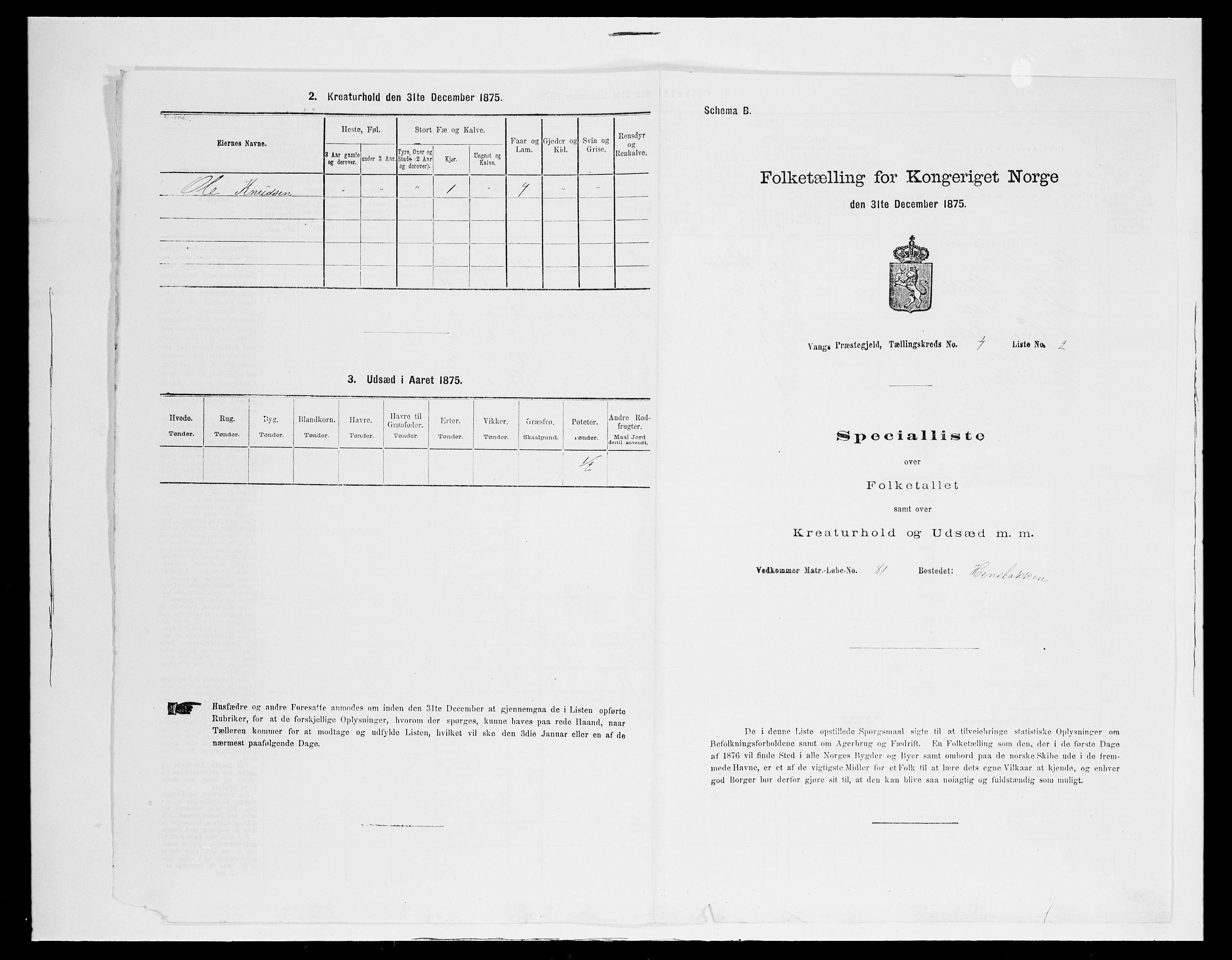 SAH, 1875 census for 0545P Vang, 1875, p. 347