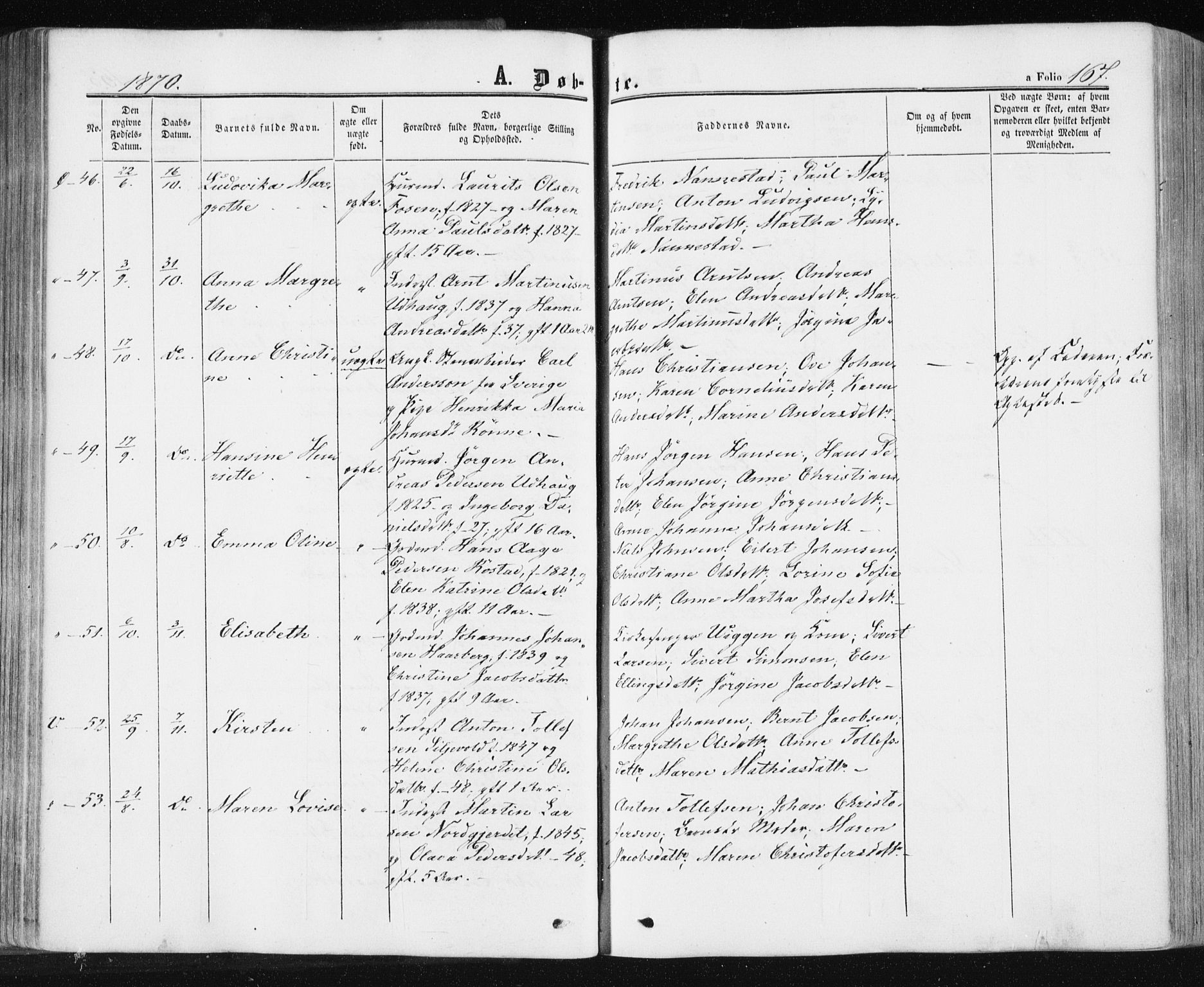 Ministerialprotokoller, klokkerbøker og fødselsregistre - Sør-Trøndelag, SAT/A-1456/659/L0737: Parish register (official) no. 659A07, 1857-1875, p. 167