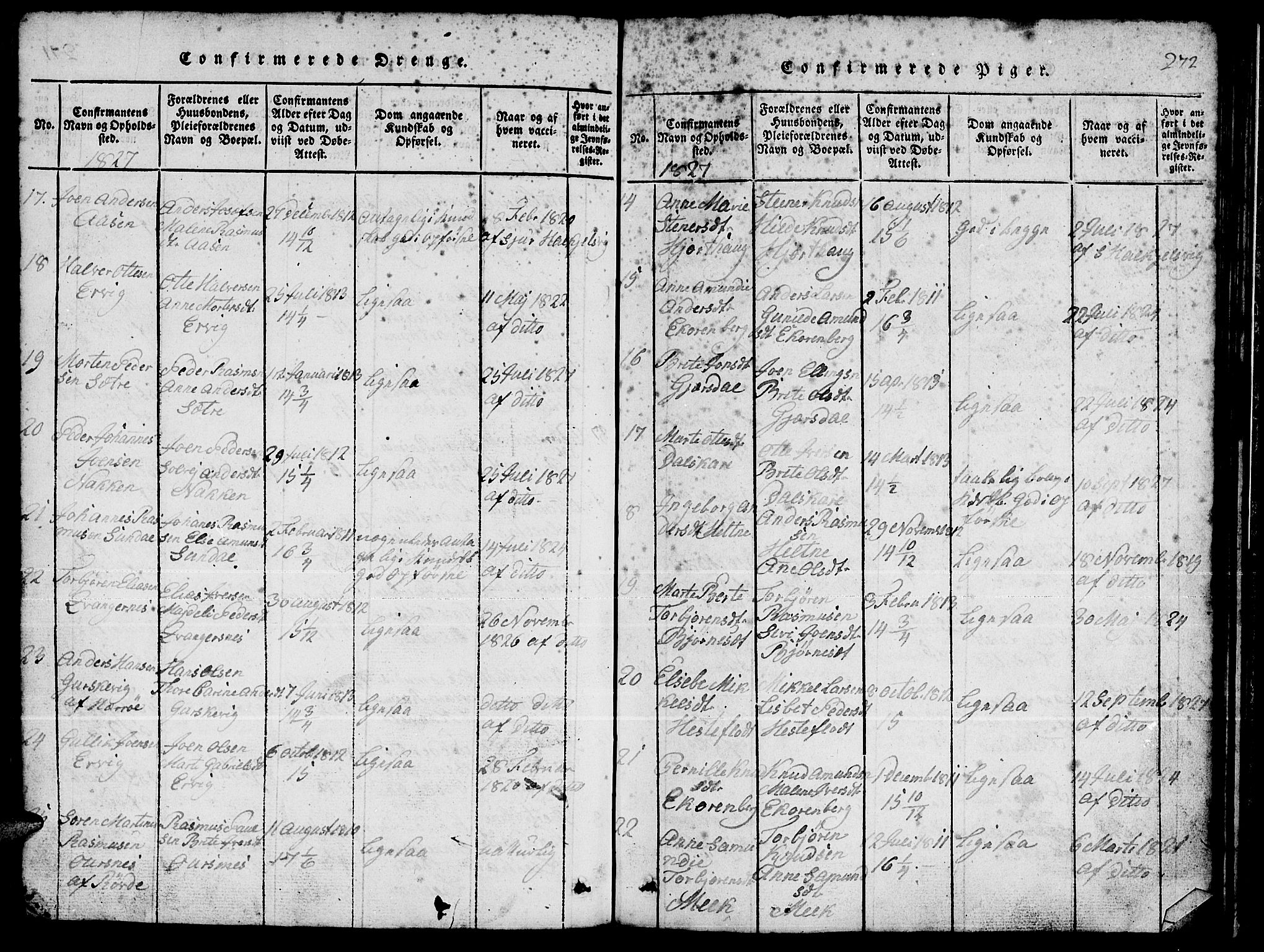 Ministerialprotokoller, klokkerbøker og fødselsregistre - Møre og Romsdal, AV/SAT-A-1454/511/L0155: Parish register (copy) no. 511C01, 1817-1829, p. 272