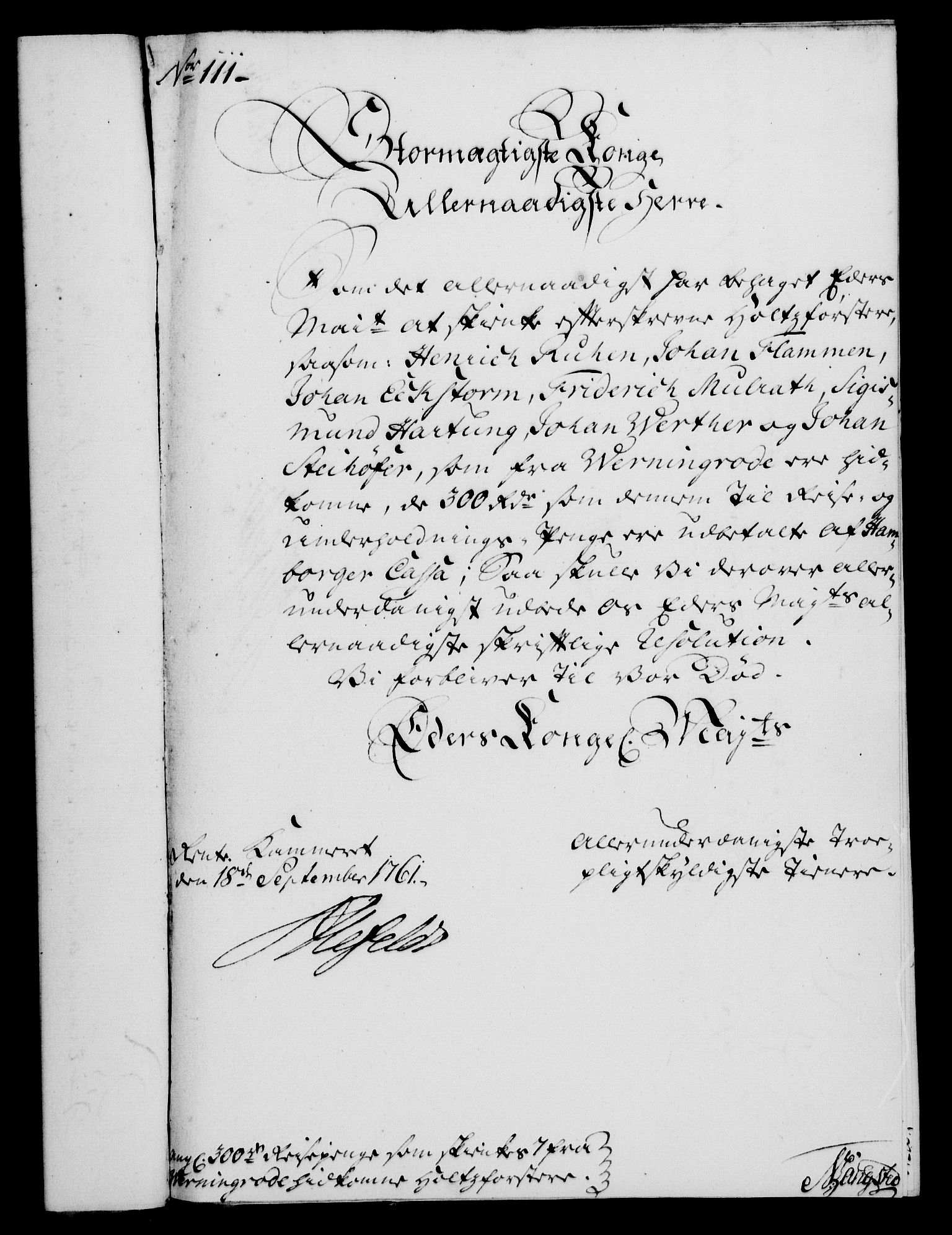 Rentekammeret, Kammerkanselliet, RA/EA-3111/G/Gf/Gfa/L0043: Norsk relasjons- og resolusjonsprotokoll (merket RK 52.43), 1761, p. 421