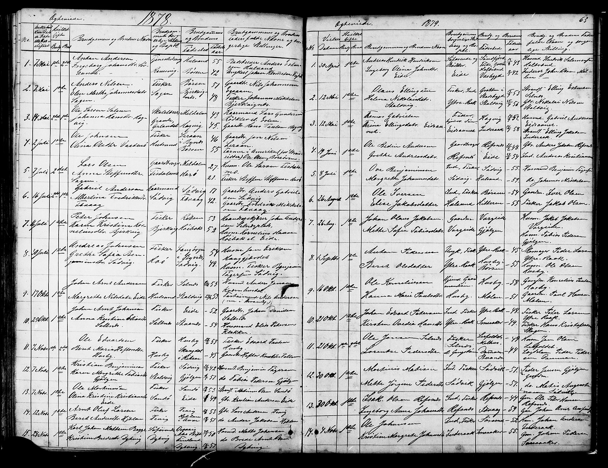 Ministerialprotokoller, klokkerbøker og fødselsregistre - Sør-Trøndelag, SAT/A-1456/653/L0657: Parish register (copy) no. 653C01, 1866-1893, p. 63