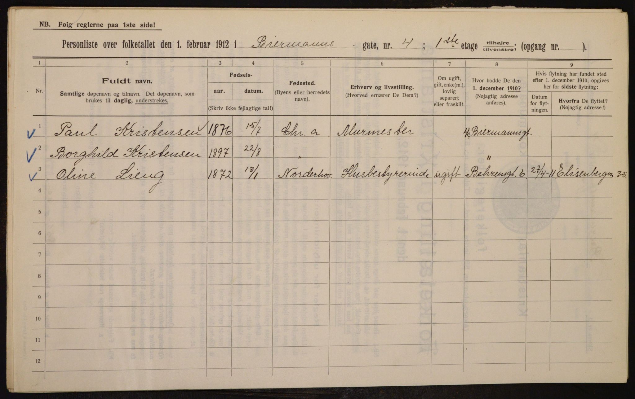 OBA, Municipal Census 1912 for Kristiania, 1912, p. 4790