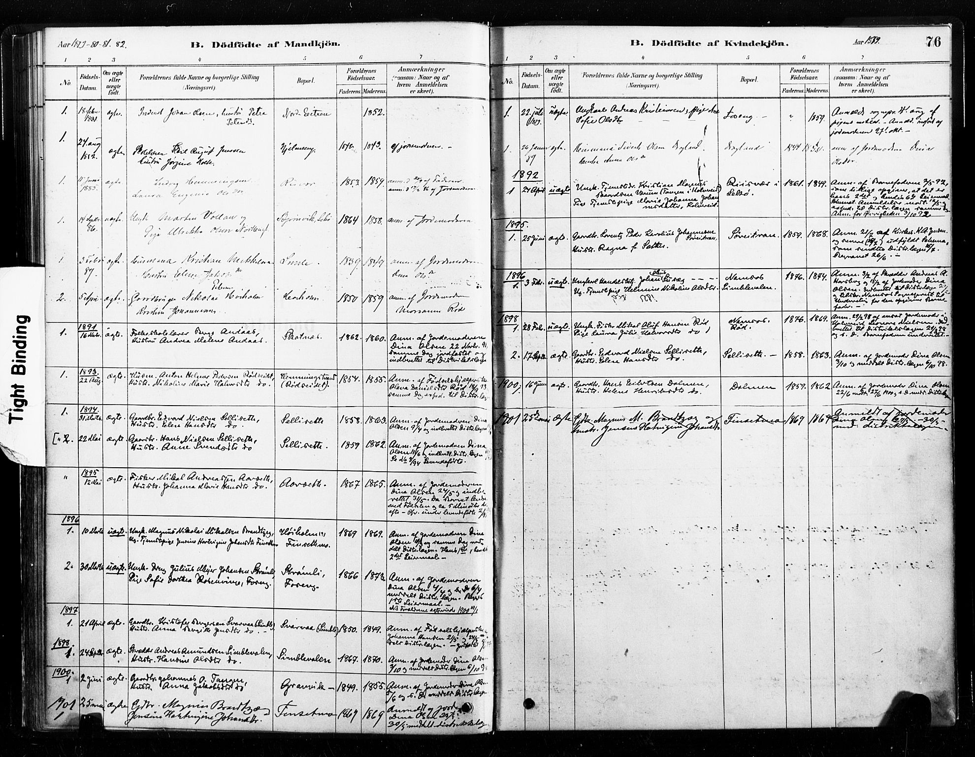 Ministerialprotokoller, klokkerbøker og fødselsregistre - Nord-Trøndelag, SAT/A-1458/789/L0705: Parish register (official) no. 789A01, 1878-1910, p. 76