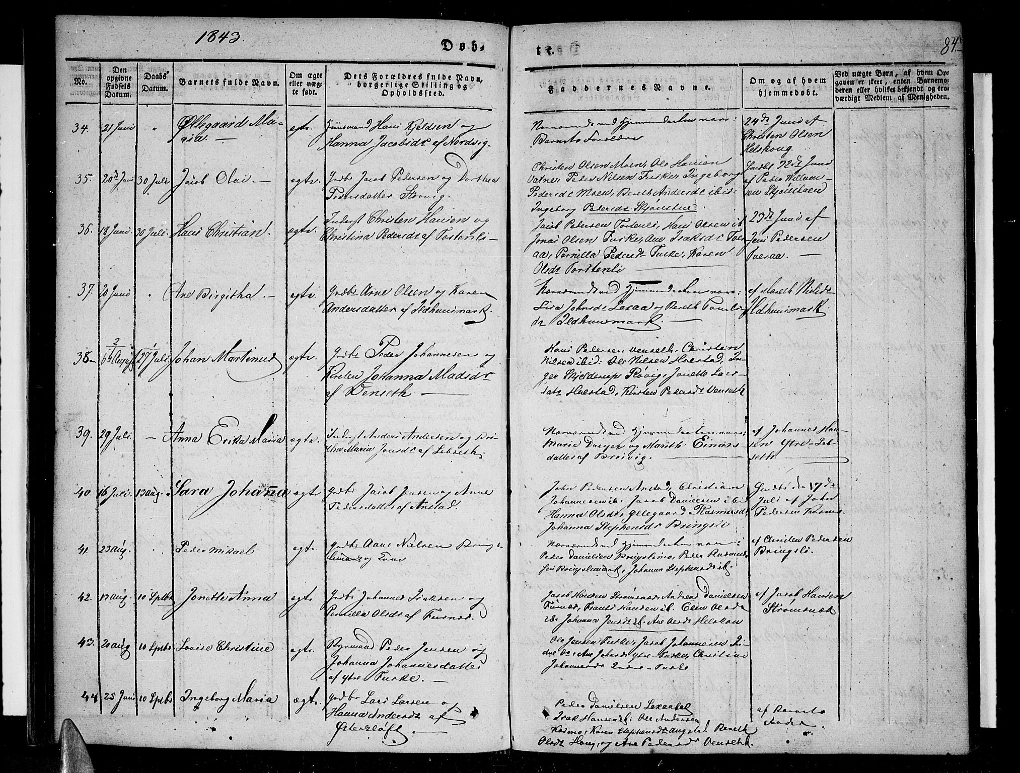 Ministerialprotokoller, klokkerbøker og fødselsregistre - Nordland, AV/SAT-A-1459/852/L0737: Parish register (official) no. 852A07, 1833-1849, p. 84