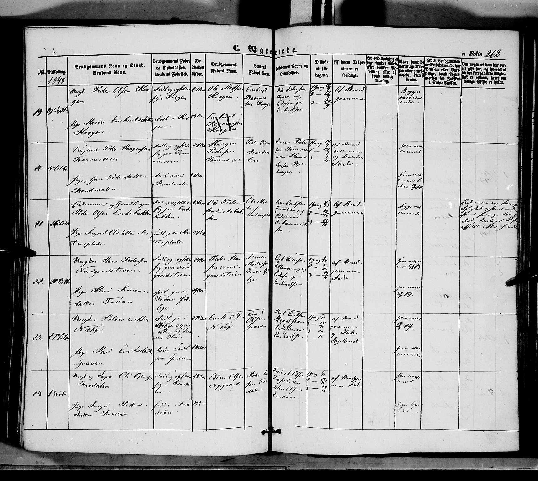 Tynset prestekontor, SAH/PREST-058/H/Ha/Haa/L0020: Parish register (official) no. 20, 1848-1862, p. 262