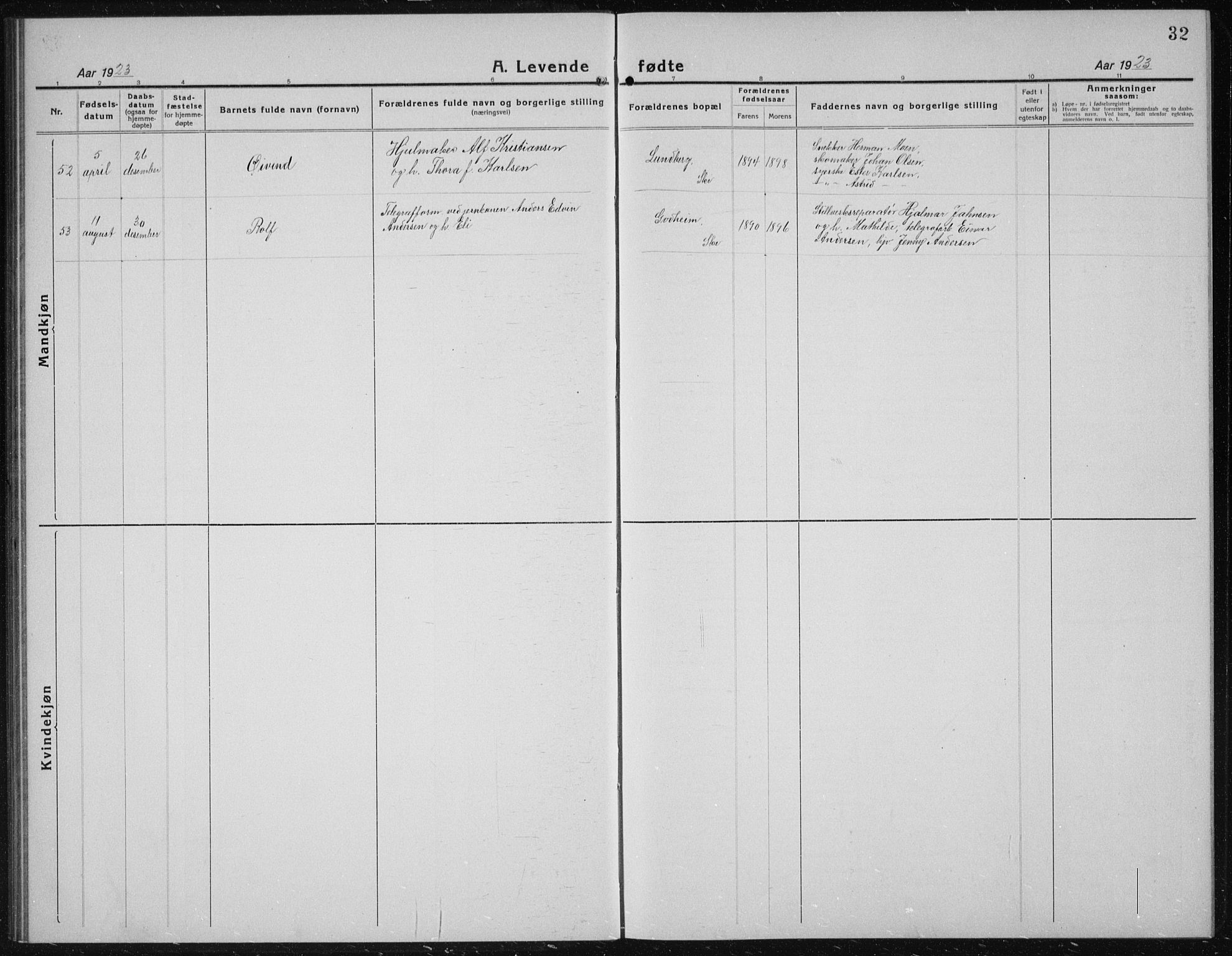 Kråkstad prestekontor Kirkebøker, AV/SAO-A-10125a/G/Gb/L0002: Parish register (copy) no. II 2, 1921-1941, p. 32