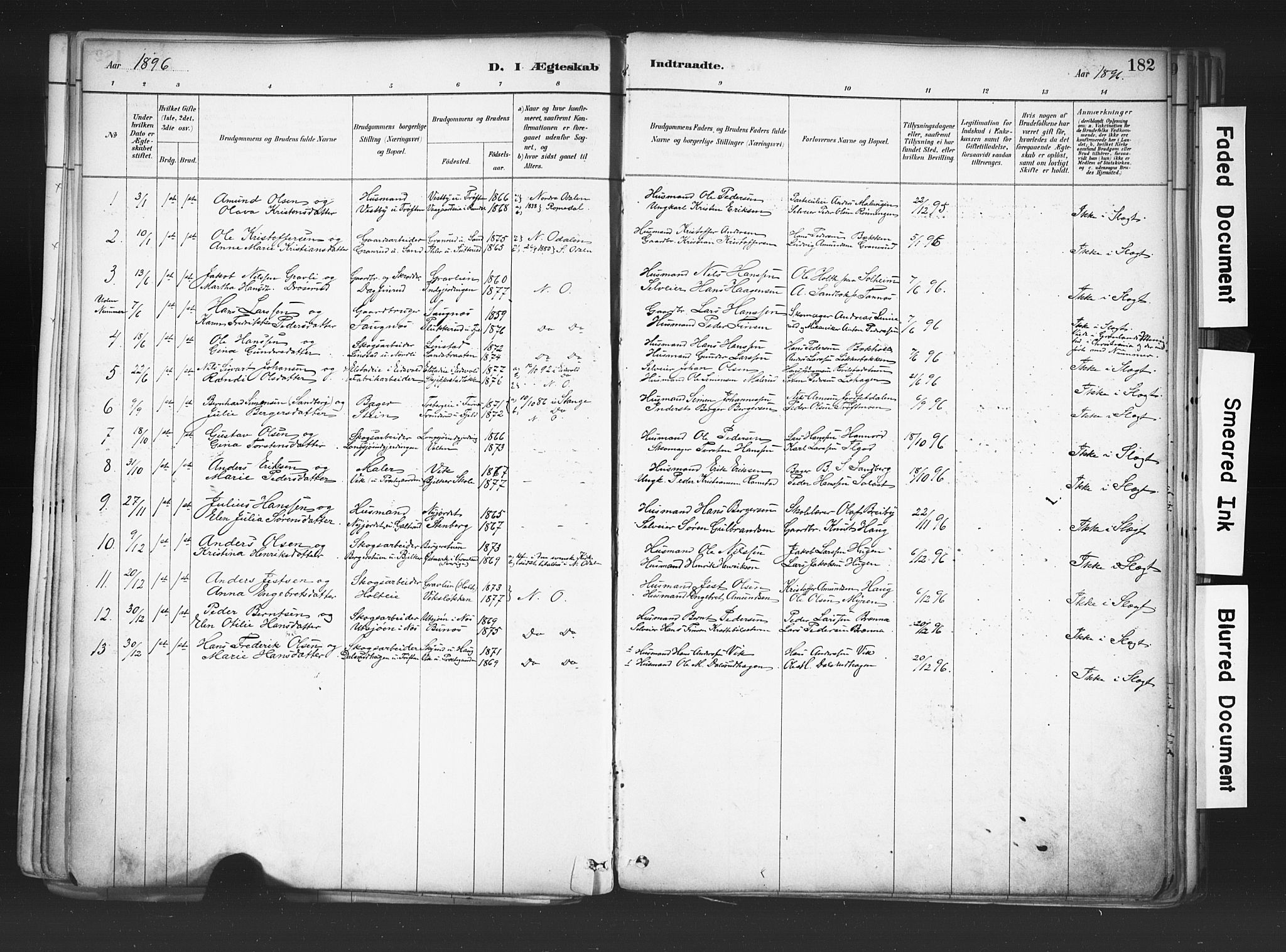 Nord-Odal prestekontor, AV/SAH-PREST-032/H/Ha/Haa/L0006: Parish register (official) no. 6, 1886-1901, p. 182