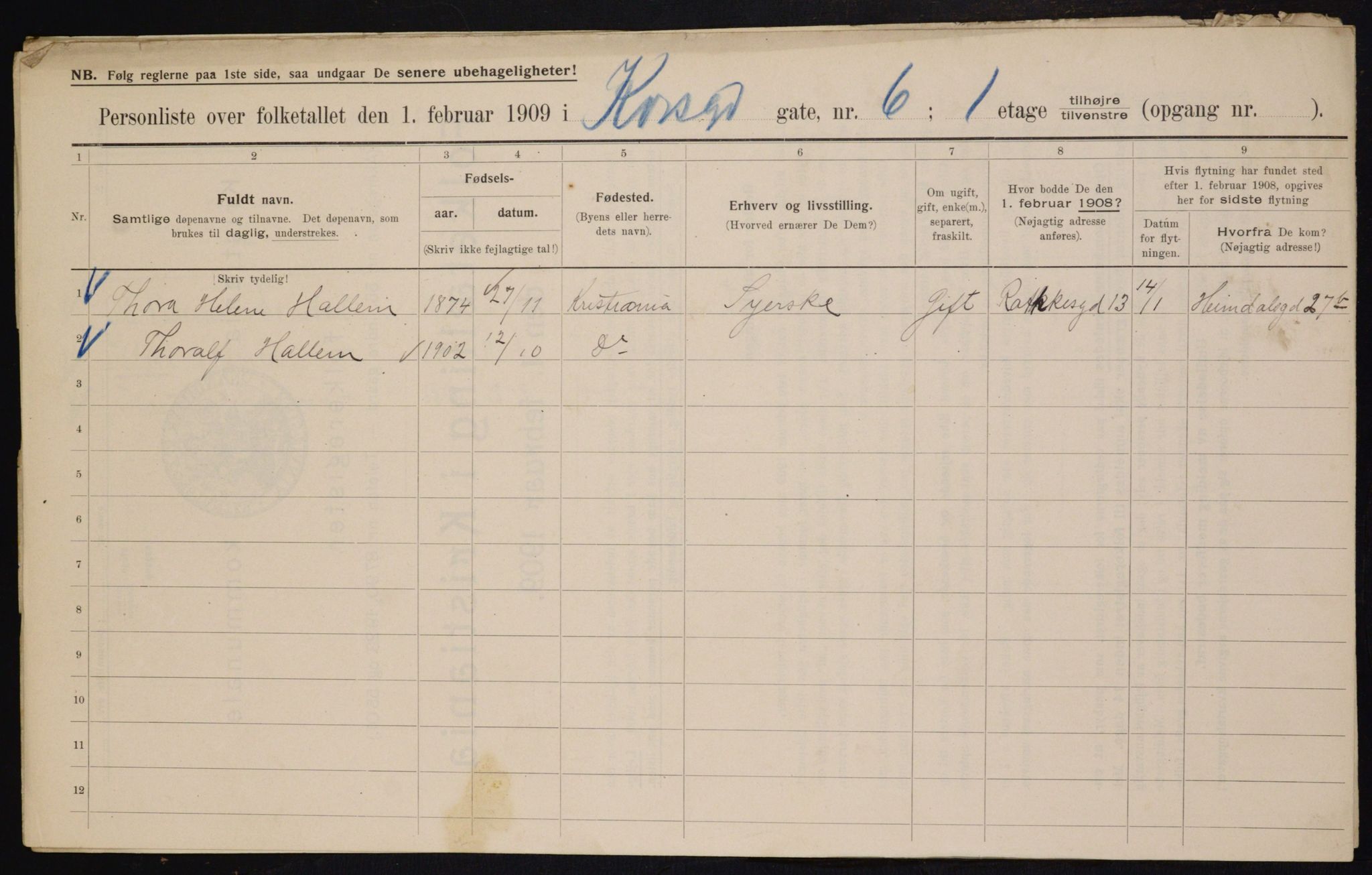 OBA, Municipal Census 1909 for Kristiania, 1909, p. 49039