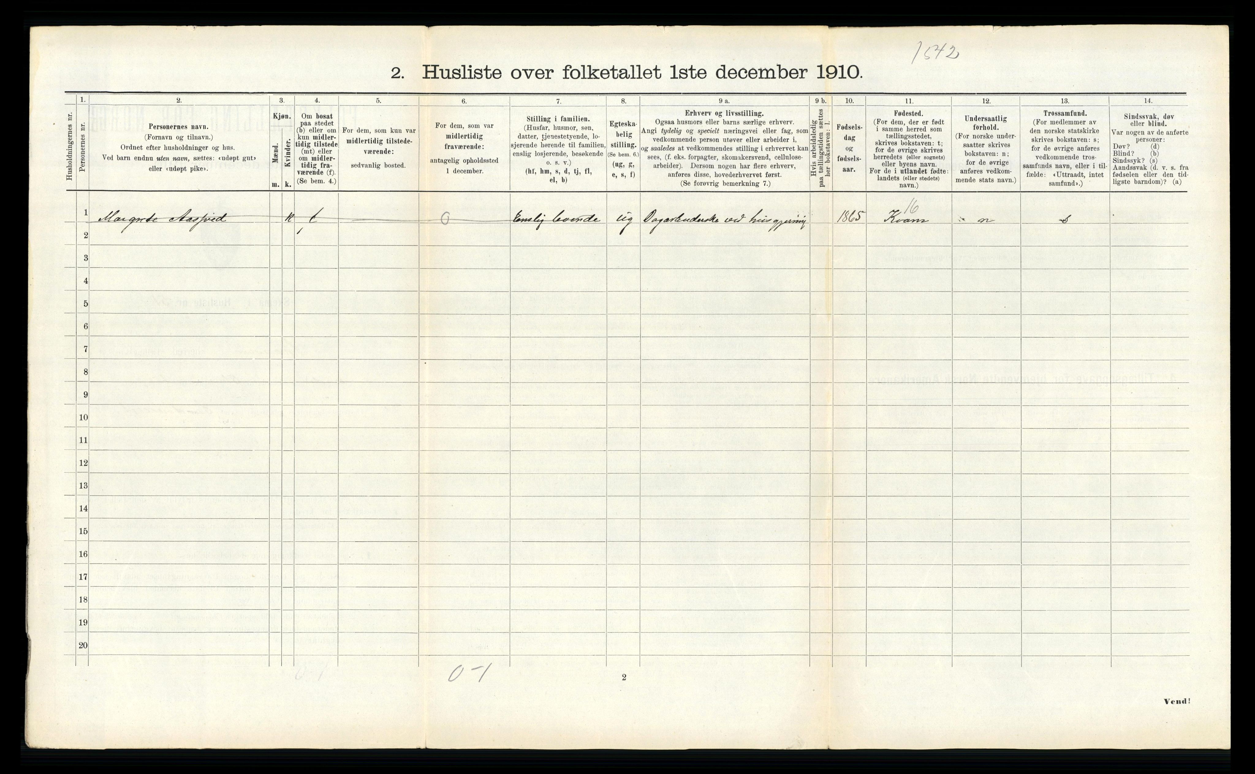 RA, 1910 census for Snåsa, 1910, p. 645