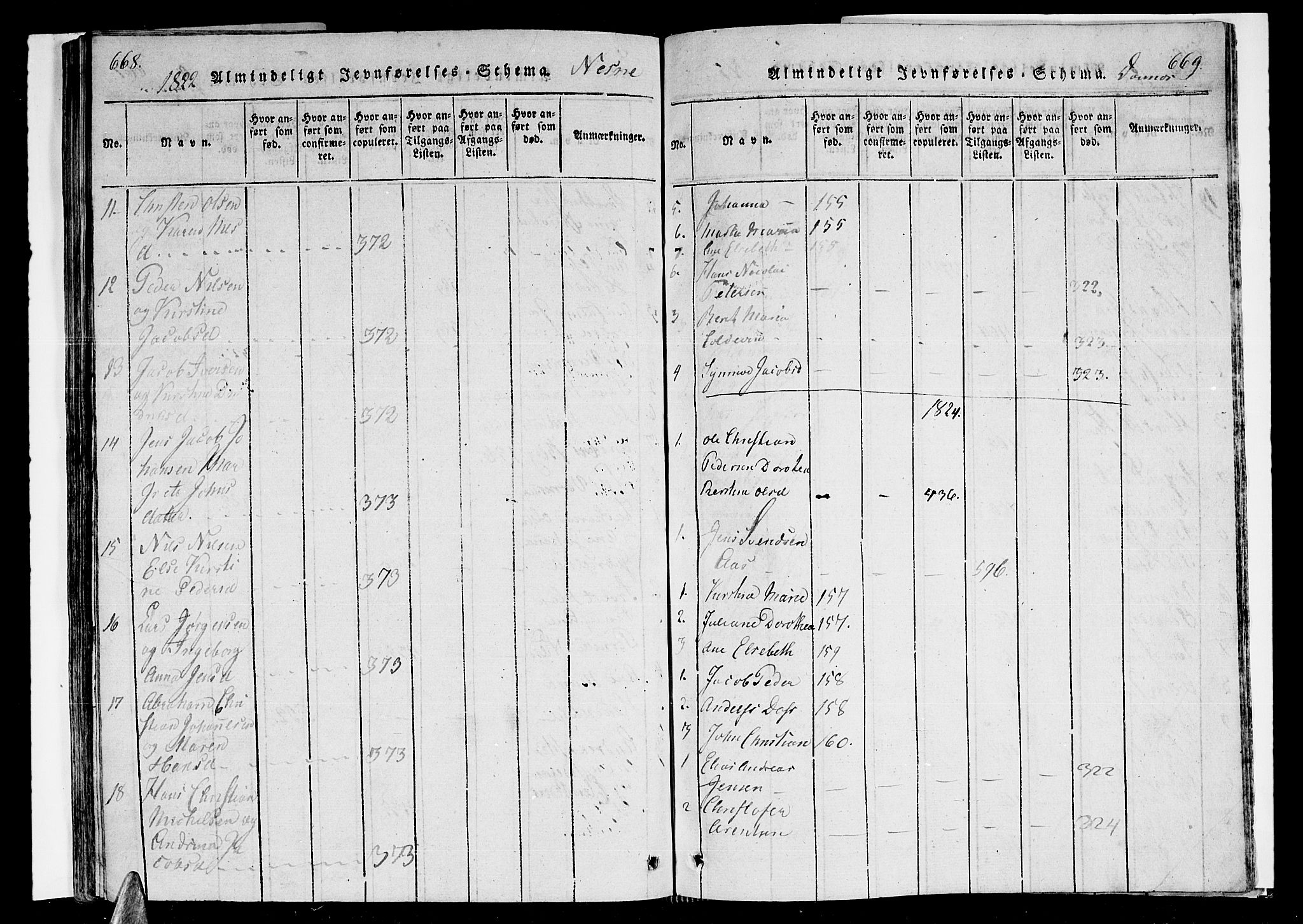 Ministerialprotokoller, klokkerbøker og fødselsregistre - Nordland, AV/SAT-A-1459/838/L0546: Parish register (official) no. 838A05 /1, 1820-1828, p. 668-669