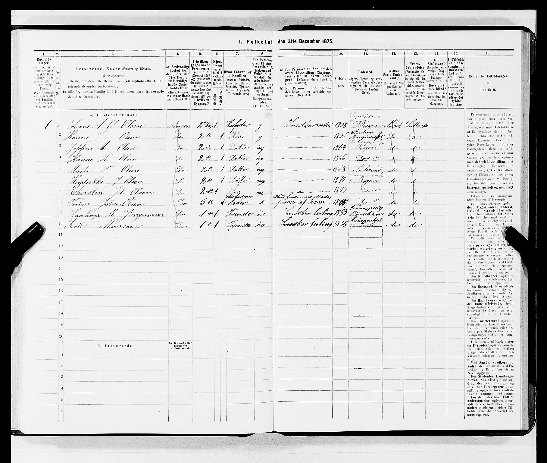 SAB, 1875 census for 1301 Bergen, 1875, p. 4239