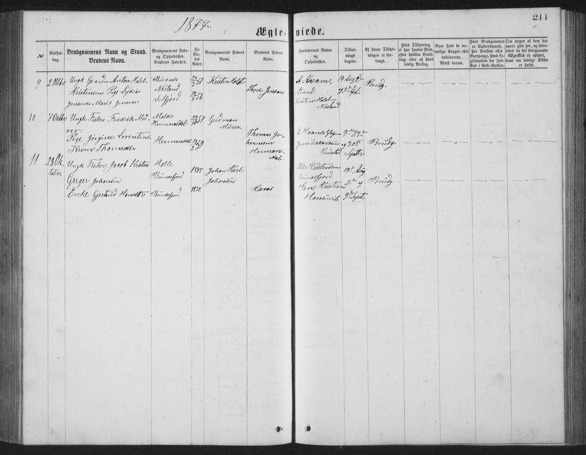 Ministerialprotokoller, klokkerbøker og fødselsregistre - Nordland, AV/SAT-A-1459/886/L1225: Parish register (copy) no. 886C02, 1874-1896, p. 211