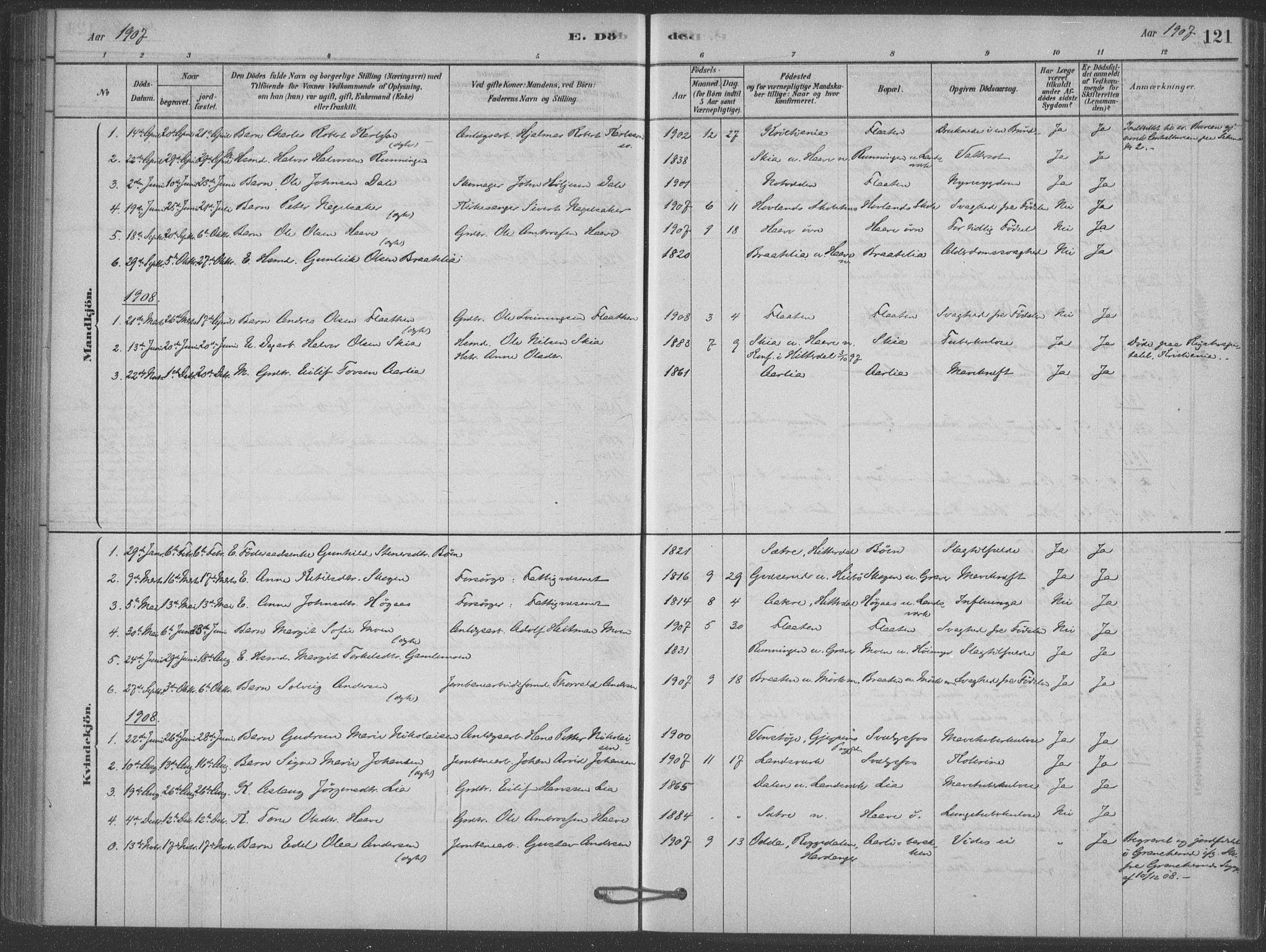 Heddal kirkebøker, SAKO/A-268/F/Fb/L0002: Parish register (official) no. II 2, 1878-1913, p. 121