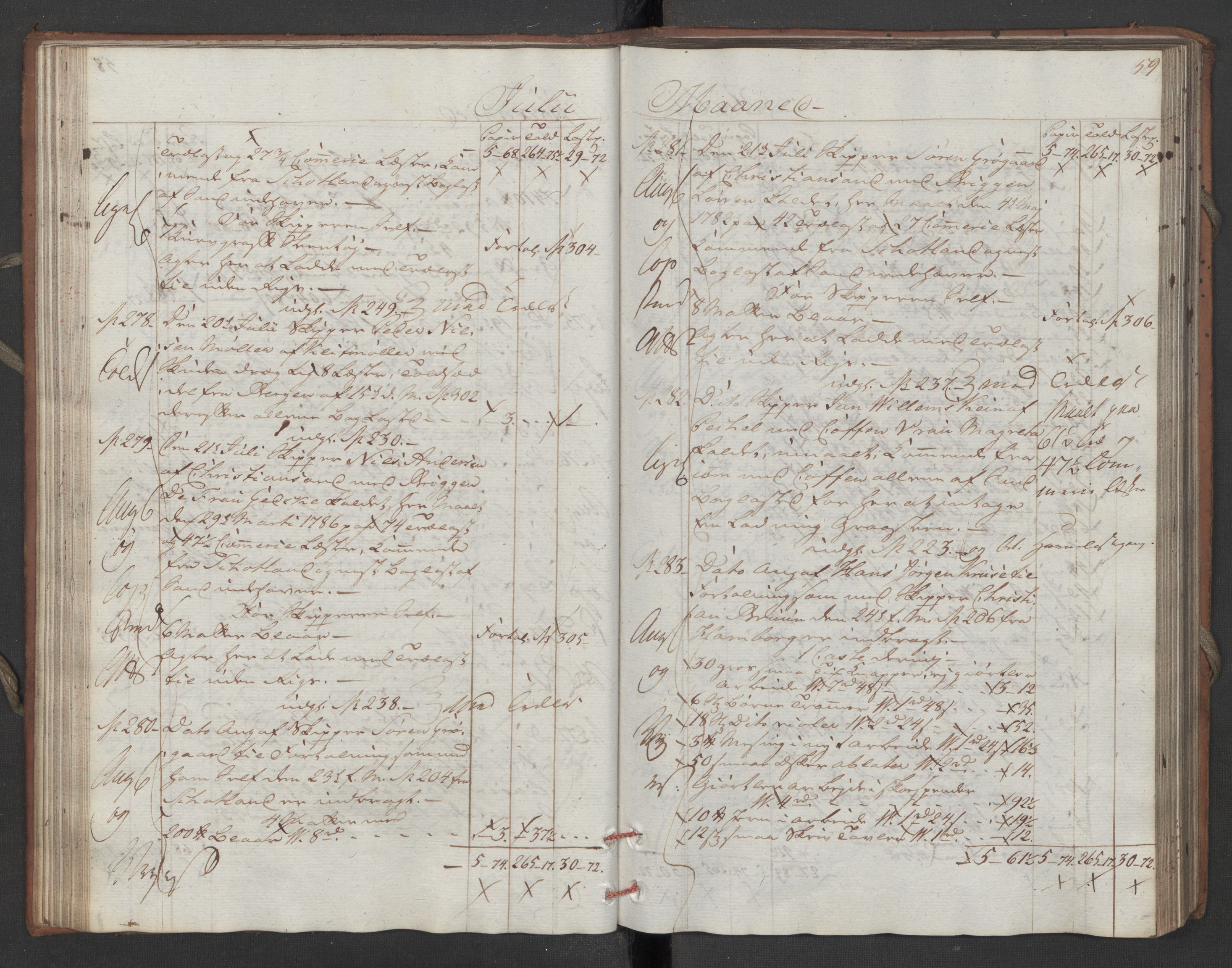 Generaltollkammeret, tollregnskaper, AV/RA-EA-5490/R16/L0111/0001: Tollregnskaper Kristiansand / Inngående hovedtollbok, 1790, p. 58b-59a