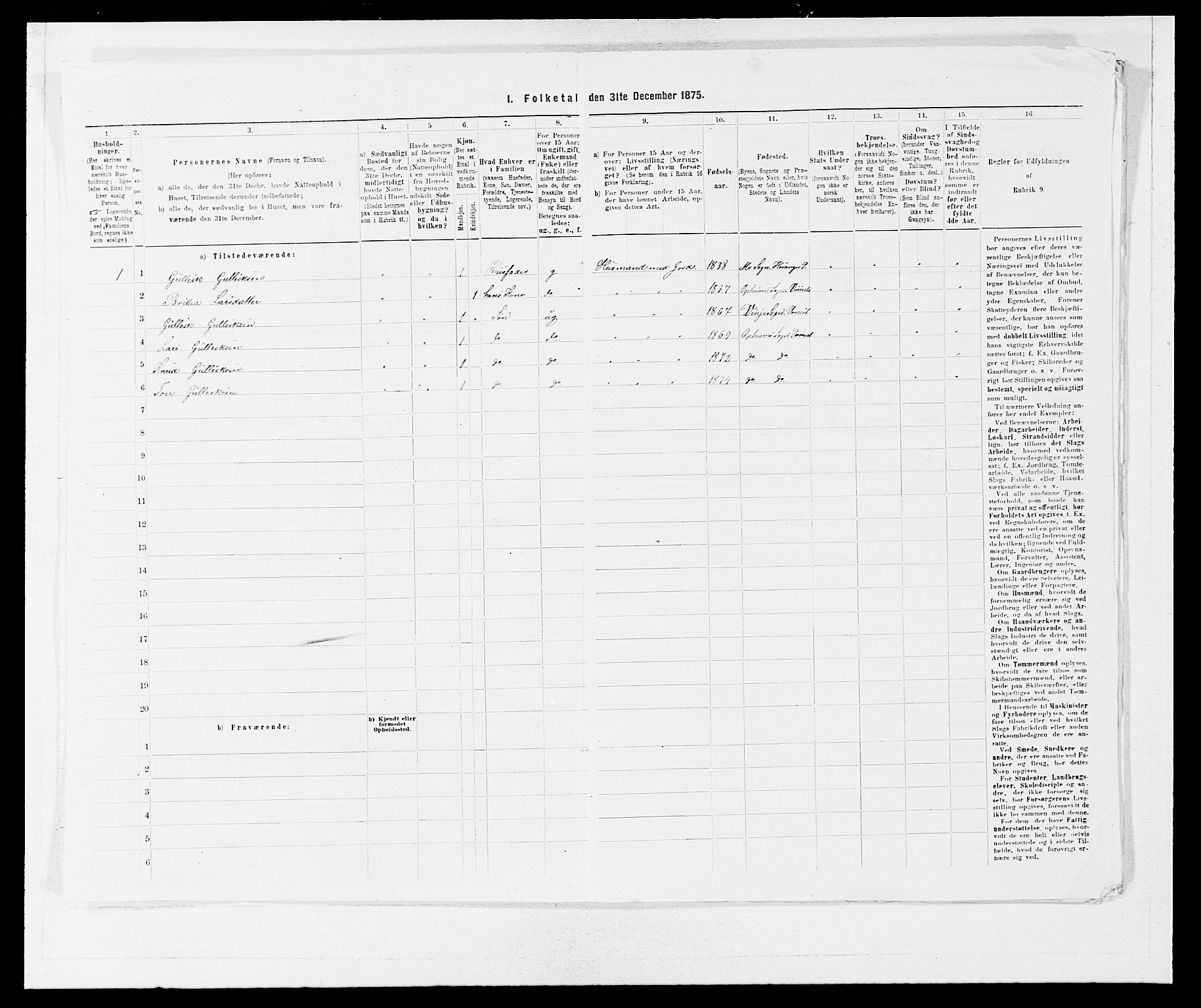 SAB, 1875 census for 1236P Vossestrand, 1875, p. 402