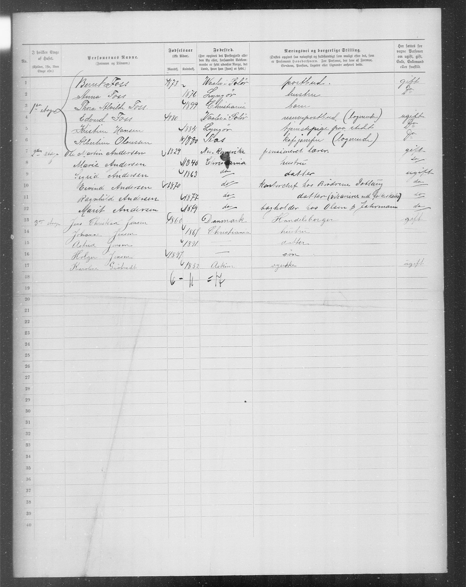 OBA, Municipal Census 1899 for Kristiania, 1899, p. 7935