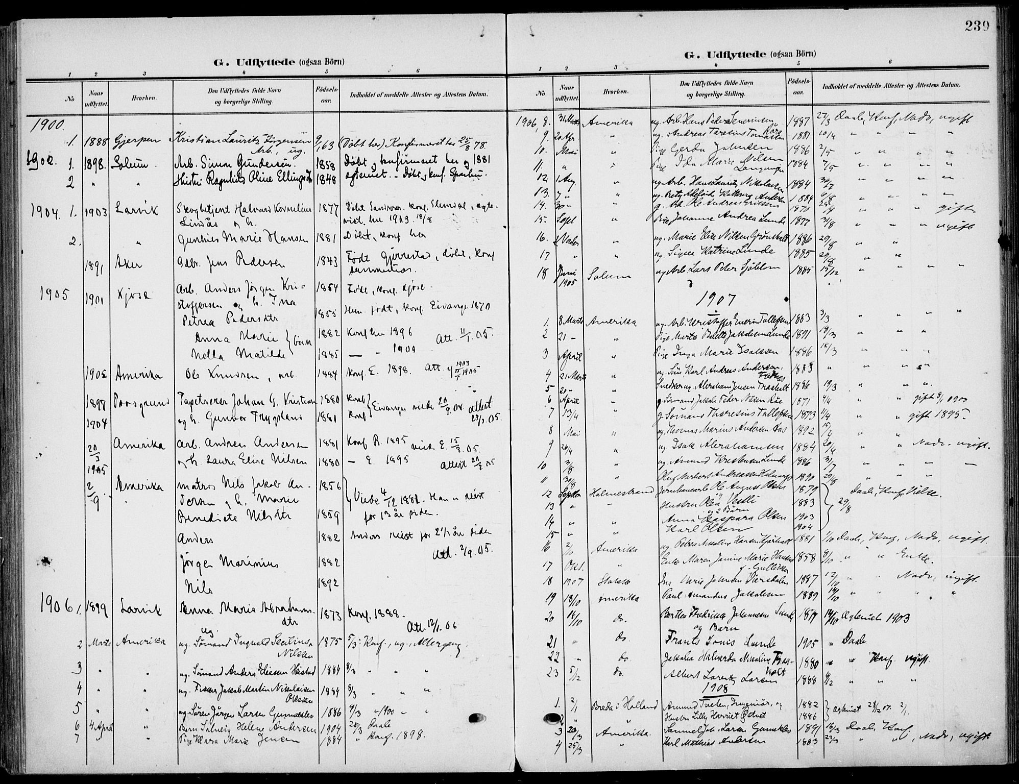 Eidanger kirkebøker, SAKO/A-261/F/Fa/L0013: Parish register (official) no. 13, 1900-1913, p. 239