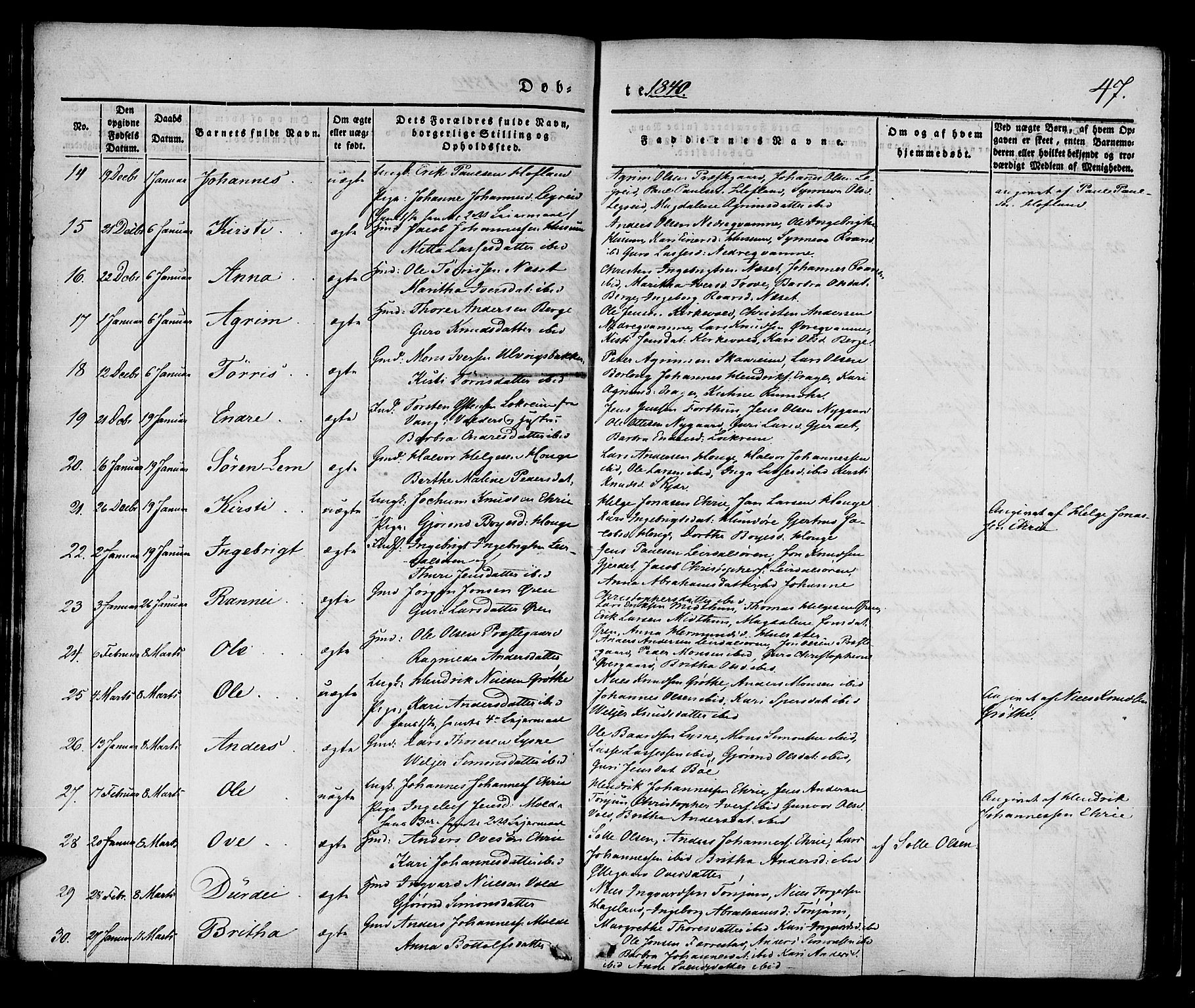 Lærdal sokneprestembete, SAB/A-81201: Parish register (official) no. A 6, 1835-1849, p. 47