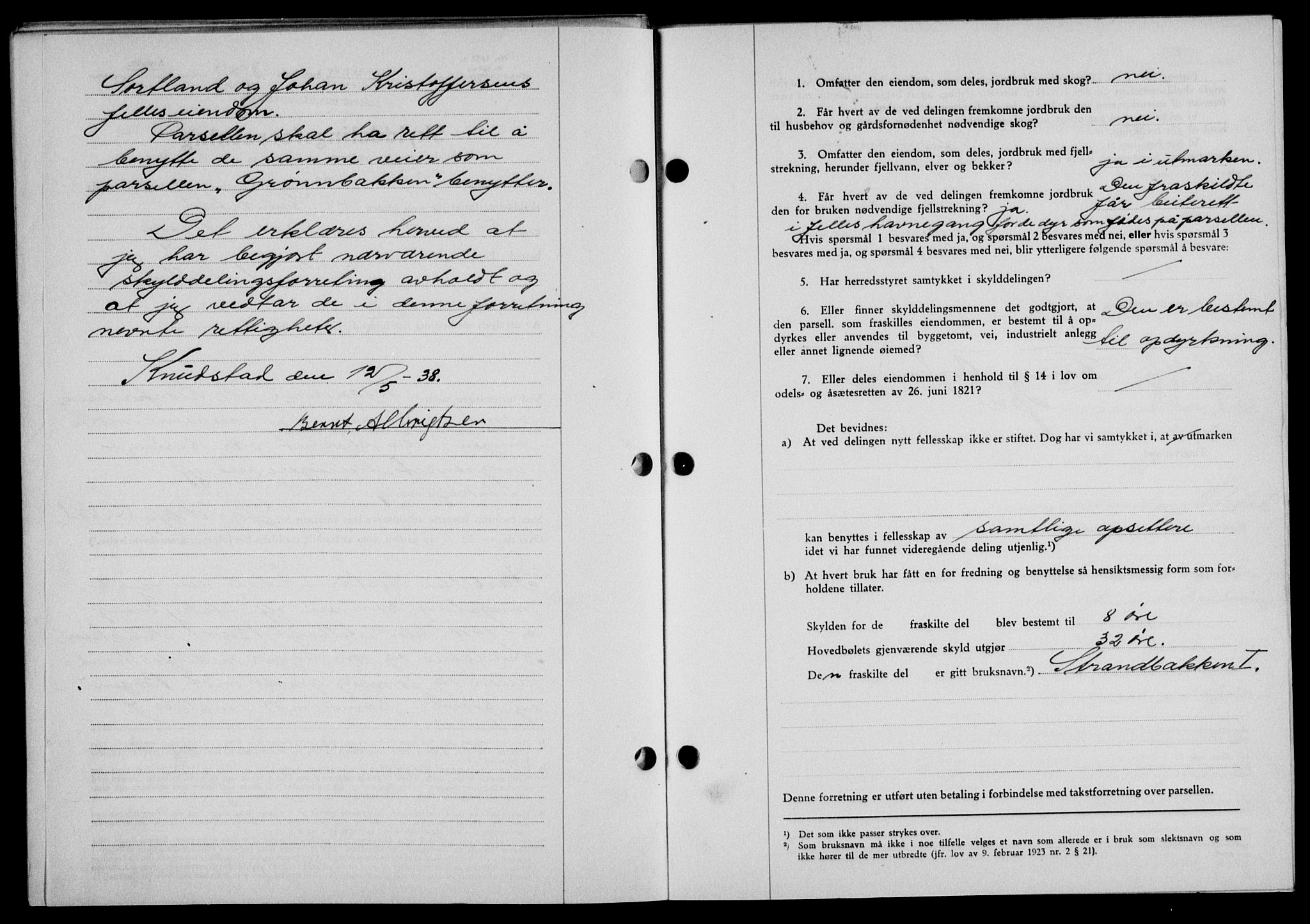 Lofoten sorenskriveri, SAT/A-0017/1/2/2C/L0004a: Mortgage book no. 4a, 1938-1938, Diary no: : 1178/1938