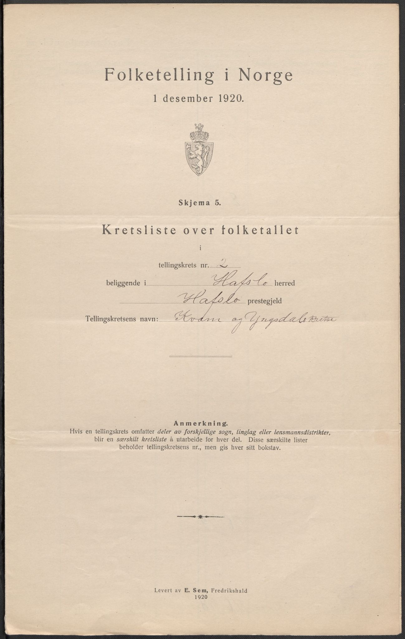 SAB, 1920 census for Hafslo, 1920, p. 8