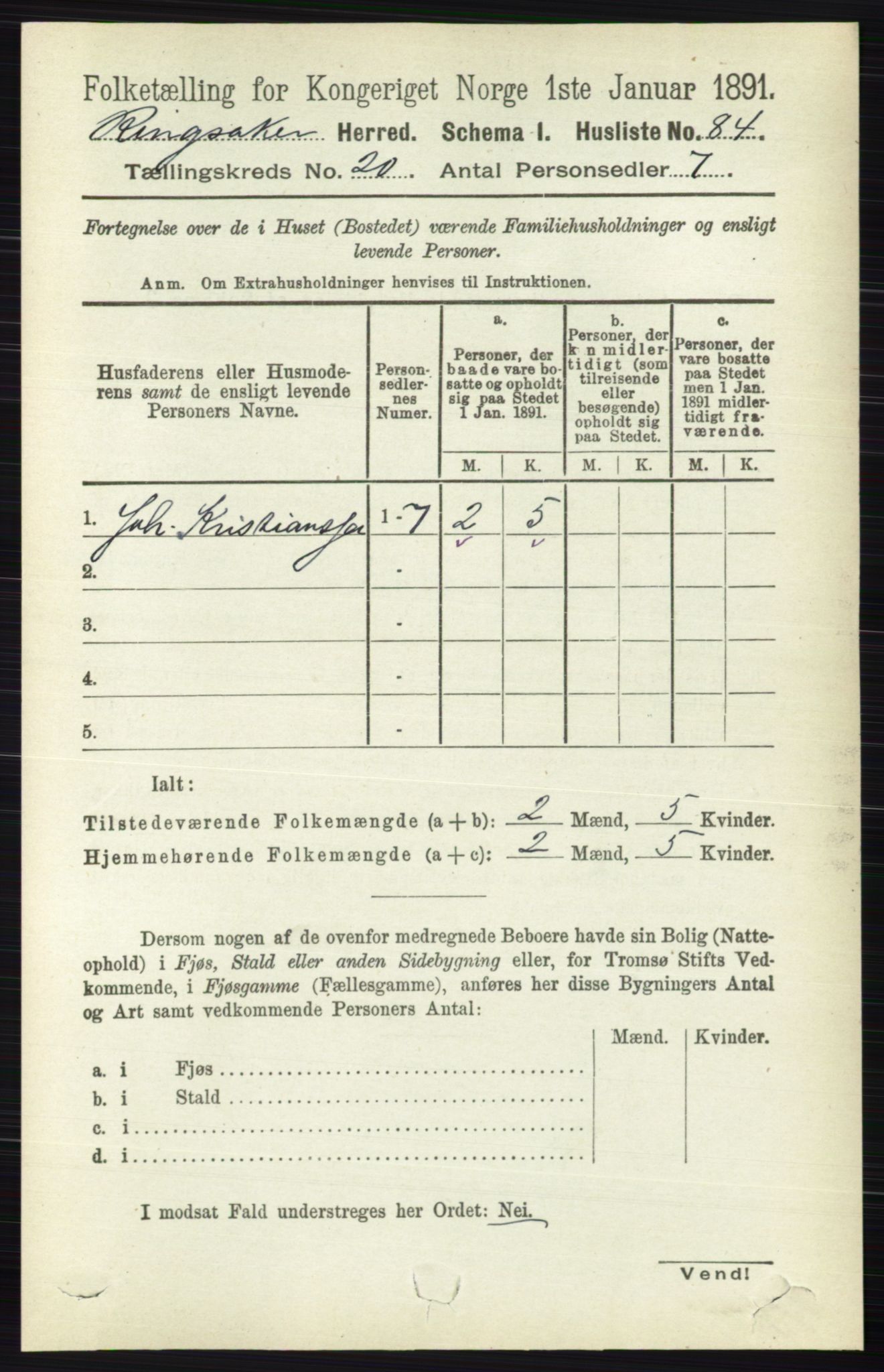 RA, 1891 census for 0412 Ringsaker, 1891, p. 11098