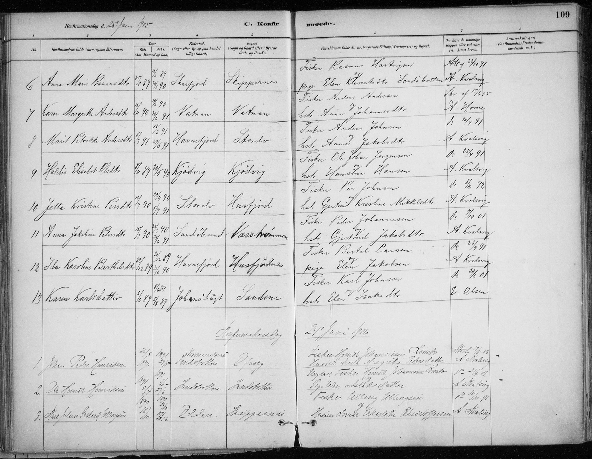 Hammerfest sokneprestkontor, SATØ/S-1347/H/Ha/L0013.kirke: Parish register (official) no. 13, 1898-1917, p. 109