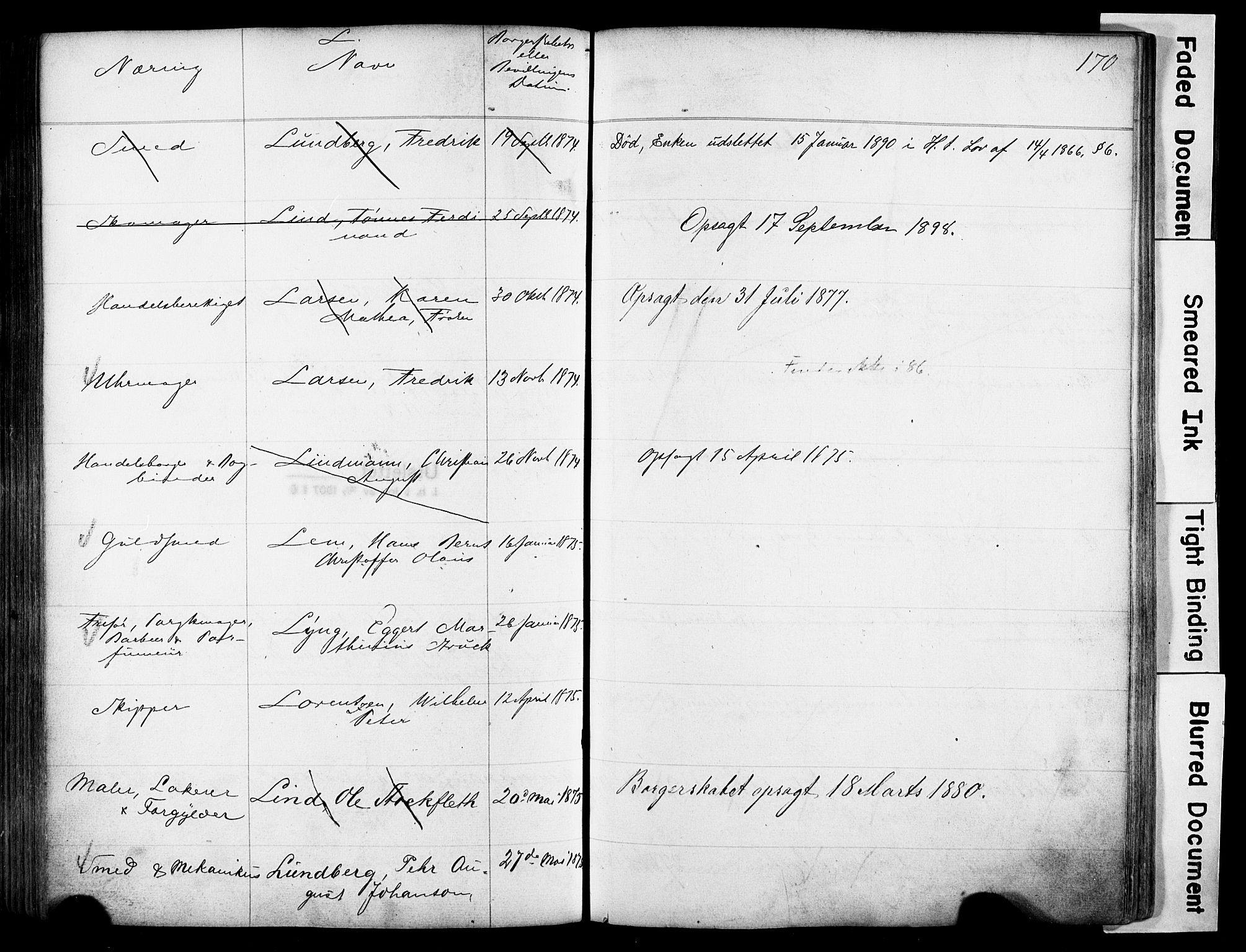 Kristiania magistrat, AV/SAO-A-10711/F/Fb/L0004: Borgerrulle, 1860-1879, p. 172