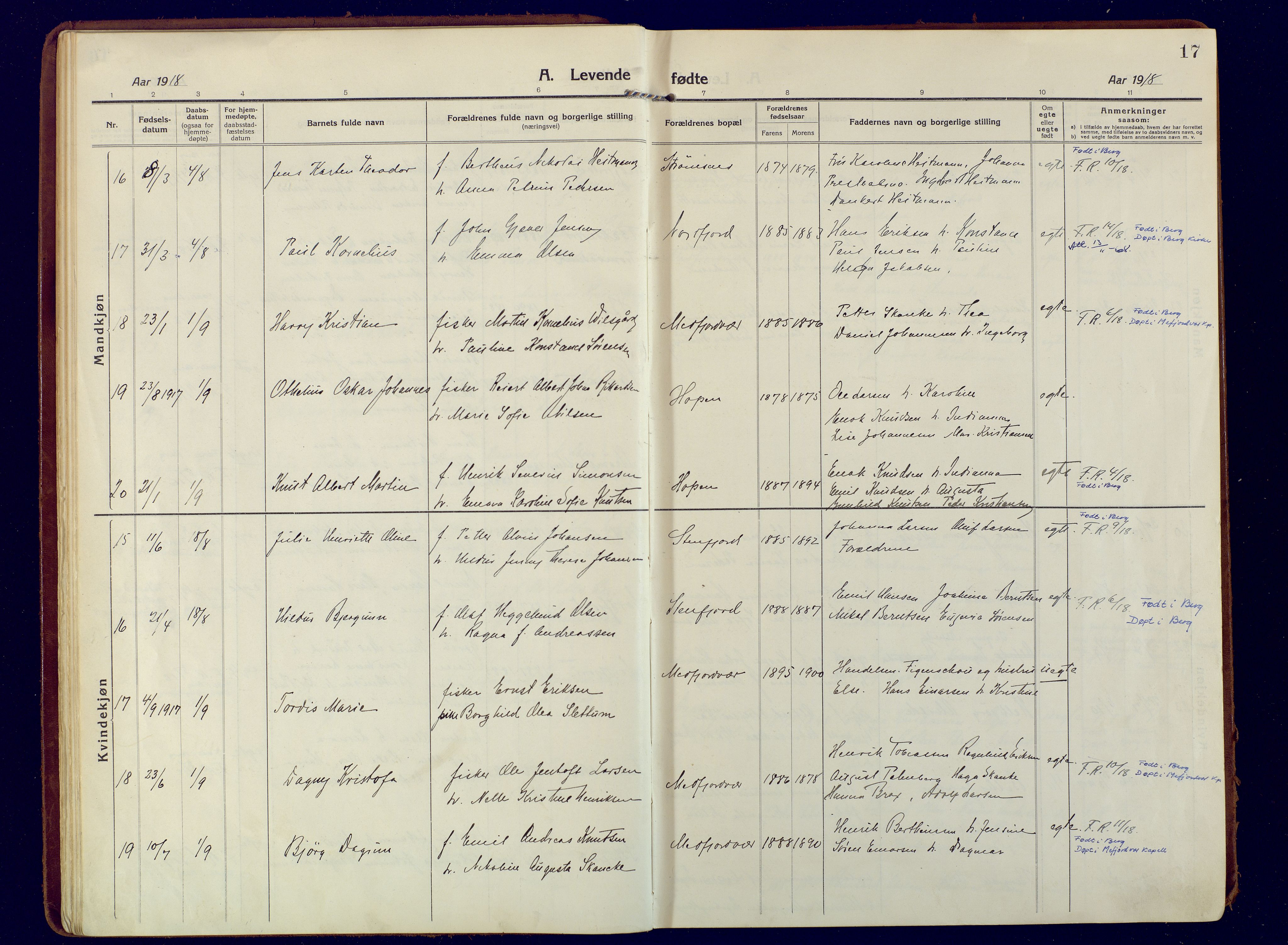 Berg sokneprestkontor, SATØ/S-1318/G/Ga/Gaa: Parish register (official) no. 9, 1916-1928, p. 17