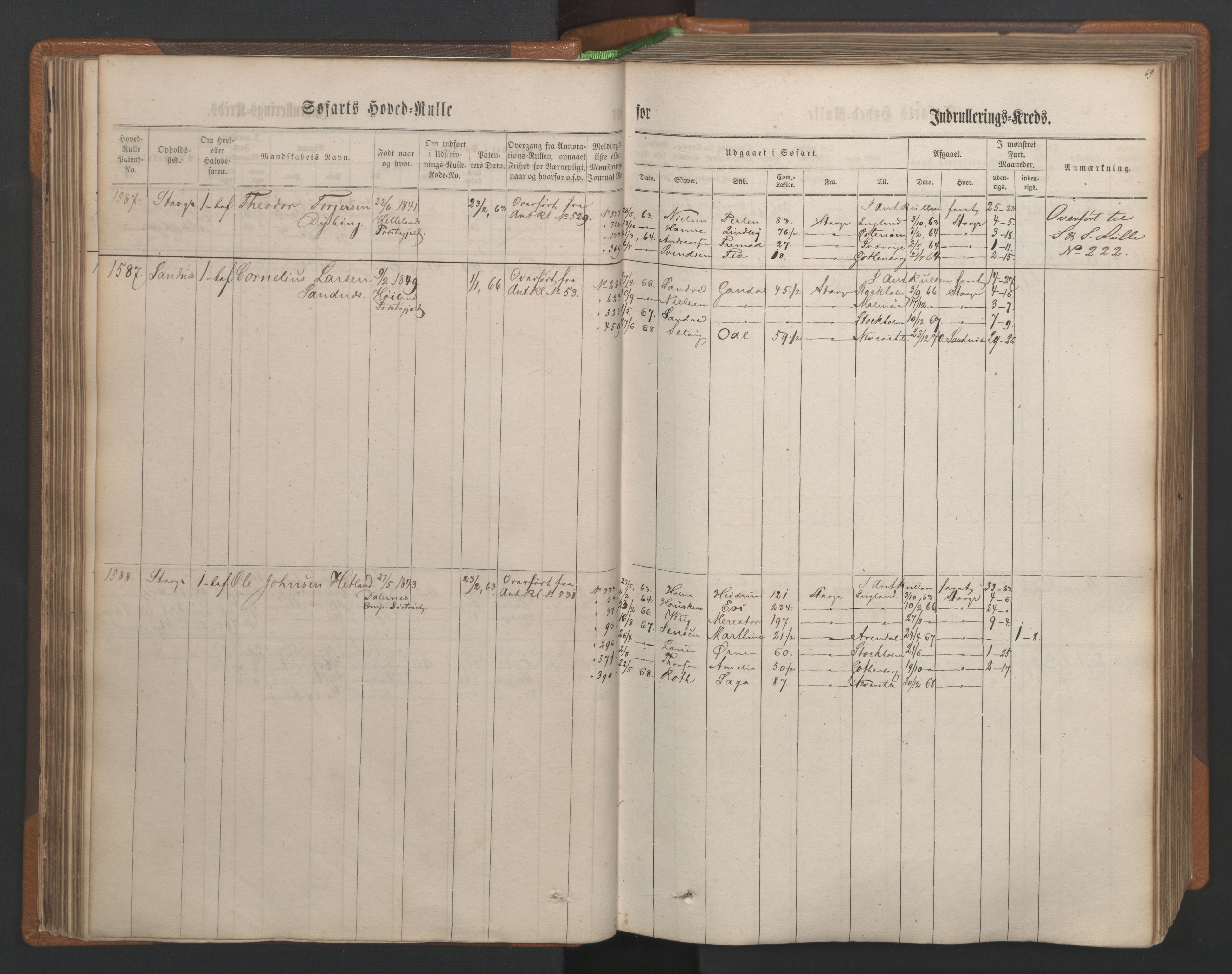 Stavanger sjømannskontor, AV/SAST-A-102006/F/Fb/Fbb/L0003: Sjøfartshovedrulle, patentnr. 1451-2270, 1863, p. 74