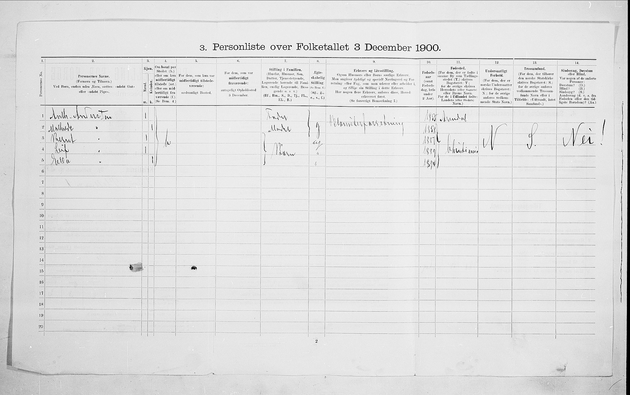 SAO, 1900 census for Kristiania, 1900, p. 80361