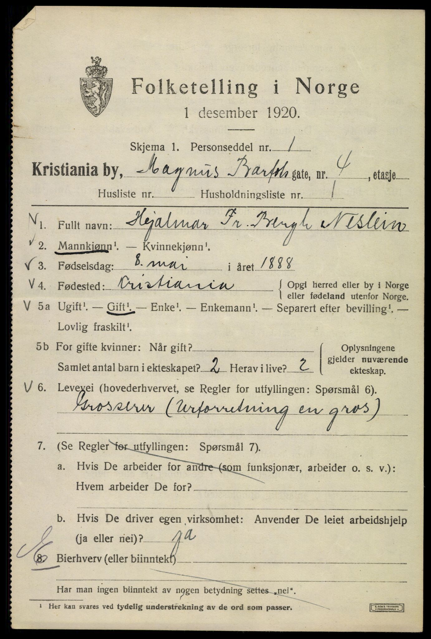 SAO, 1920 census for Kristiania, 1920, p. 369079