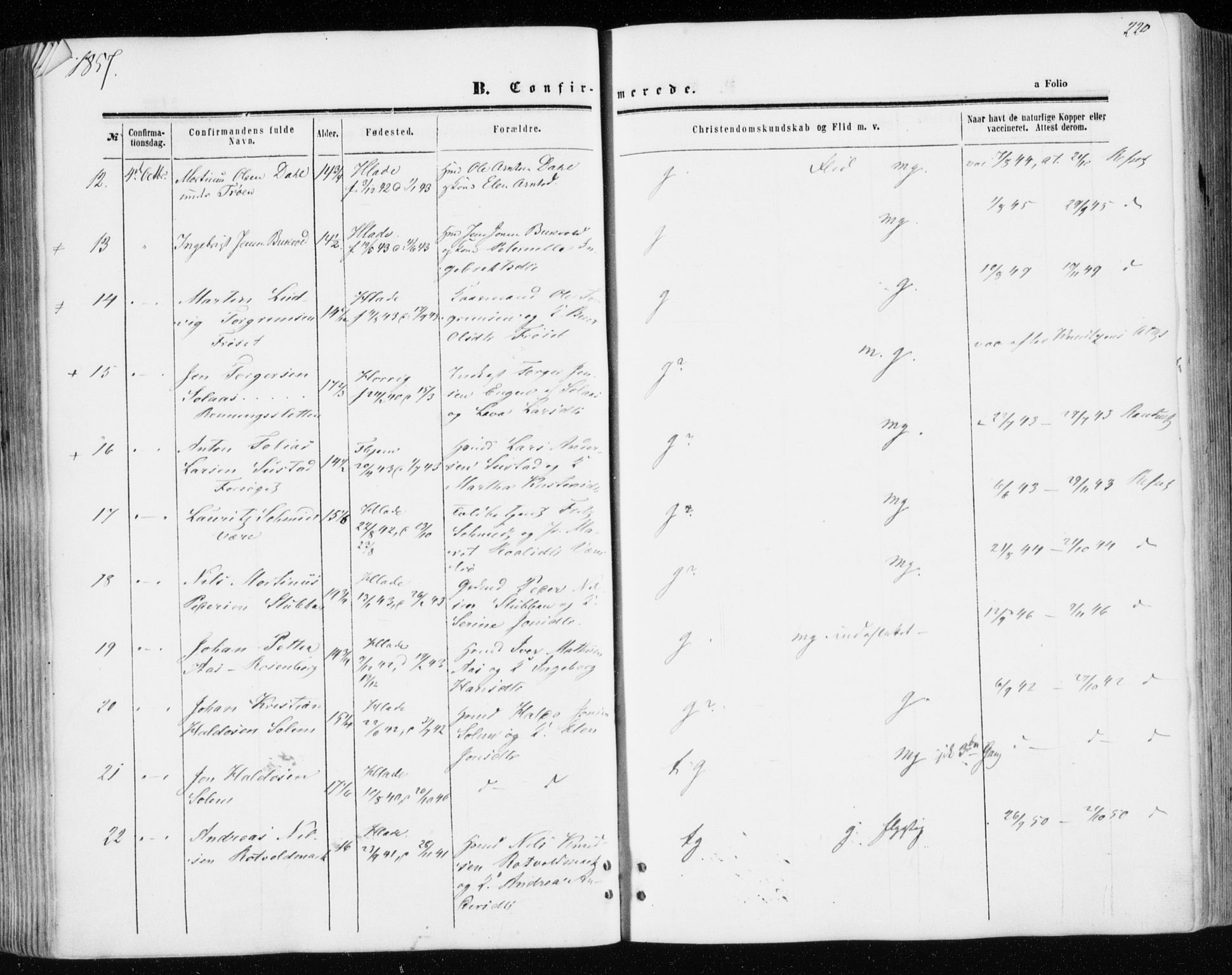 Ministerialprotokoller, klokkerbøker og fødselsregistre - Sør-Trøndelag, SAT/A-1456/606/L0292: Parish register (official) no. 606A07, 1856-1865, p. 220