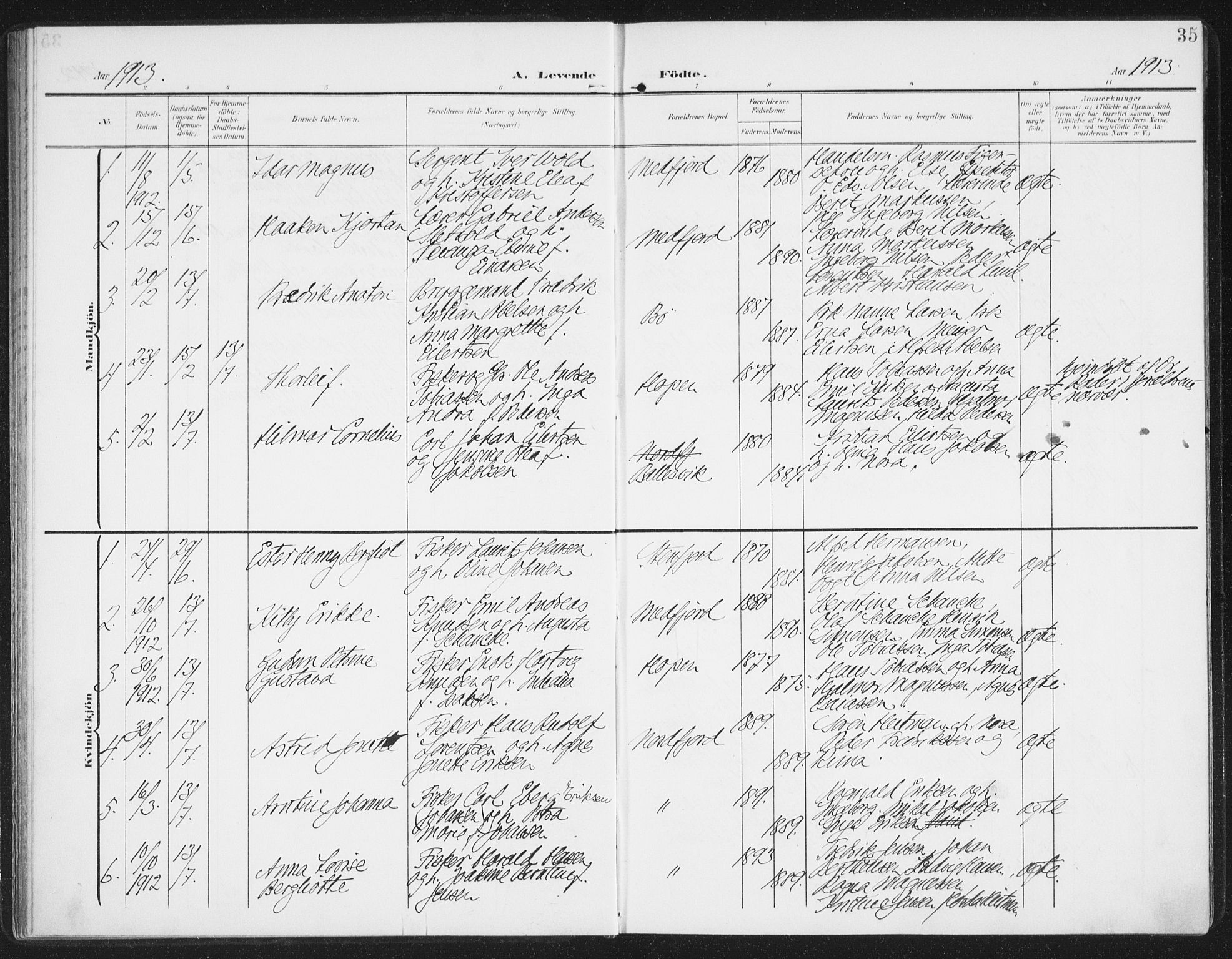 Berg sokneprestkontor, SATØ/S-1318/G/Ga/Gaa/L0007kirke: Parish register (official) no. 7, 1906-1915, p. 35