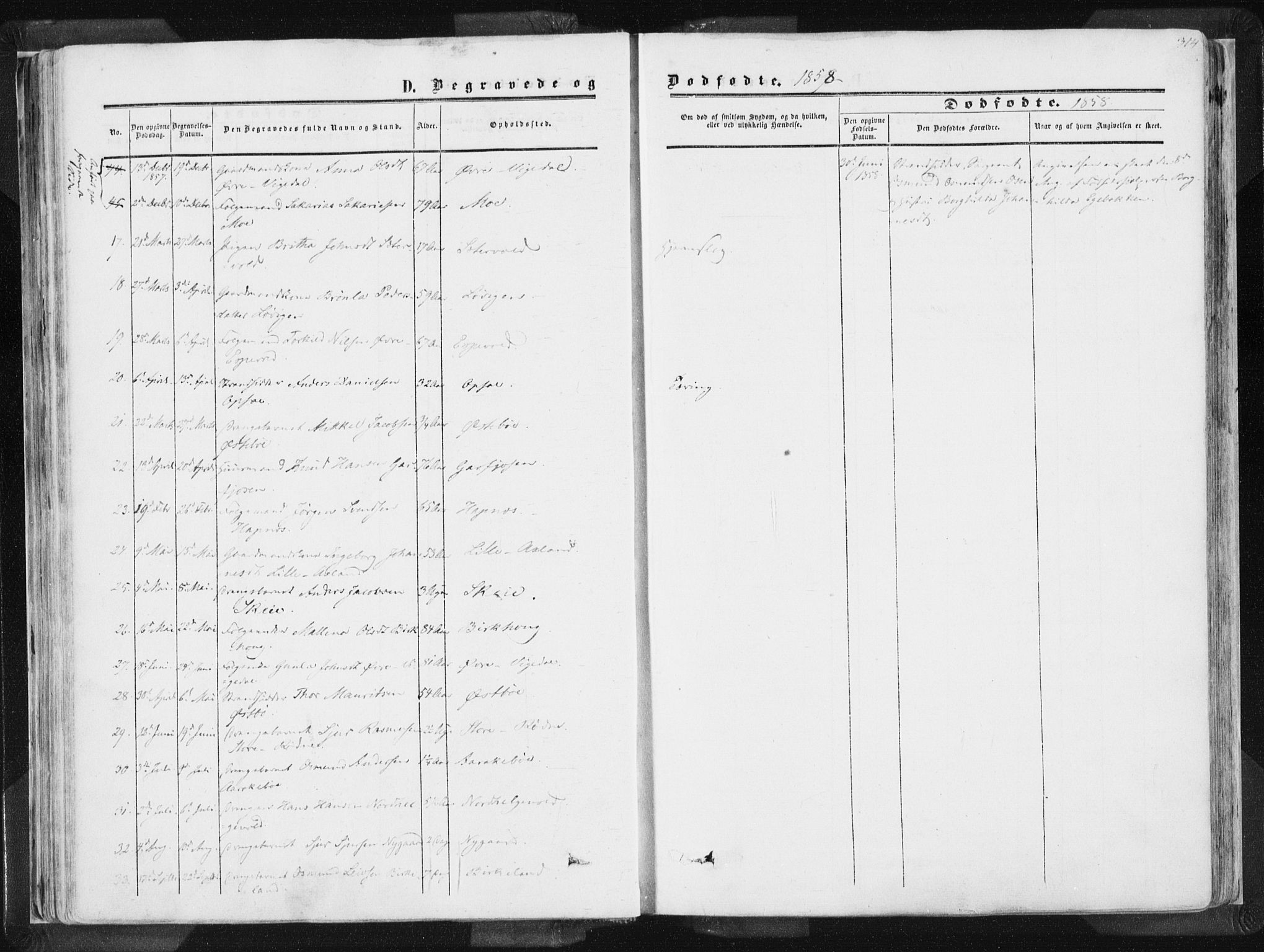 Vikedal sokneprestkontor, SAST/A-101840/01/IV: Parish register (official) no. A 6.2, 1851-1867, p. 314