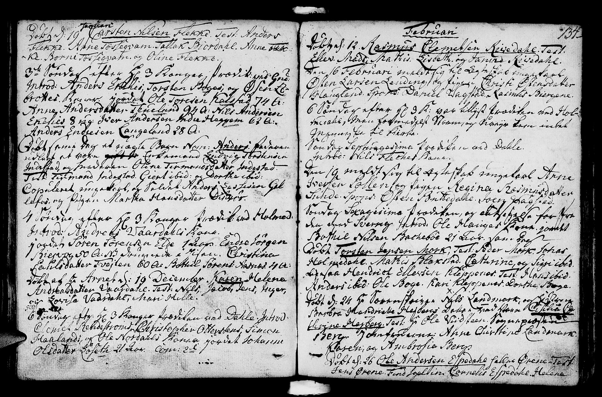 Fjaler sokneprestembete, SAB/A-79801/H/Haa/Haaa/L0003: Parish register (official) no. A 3, 1799-1814, p. 134