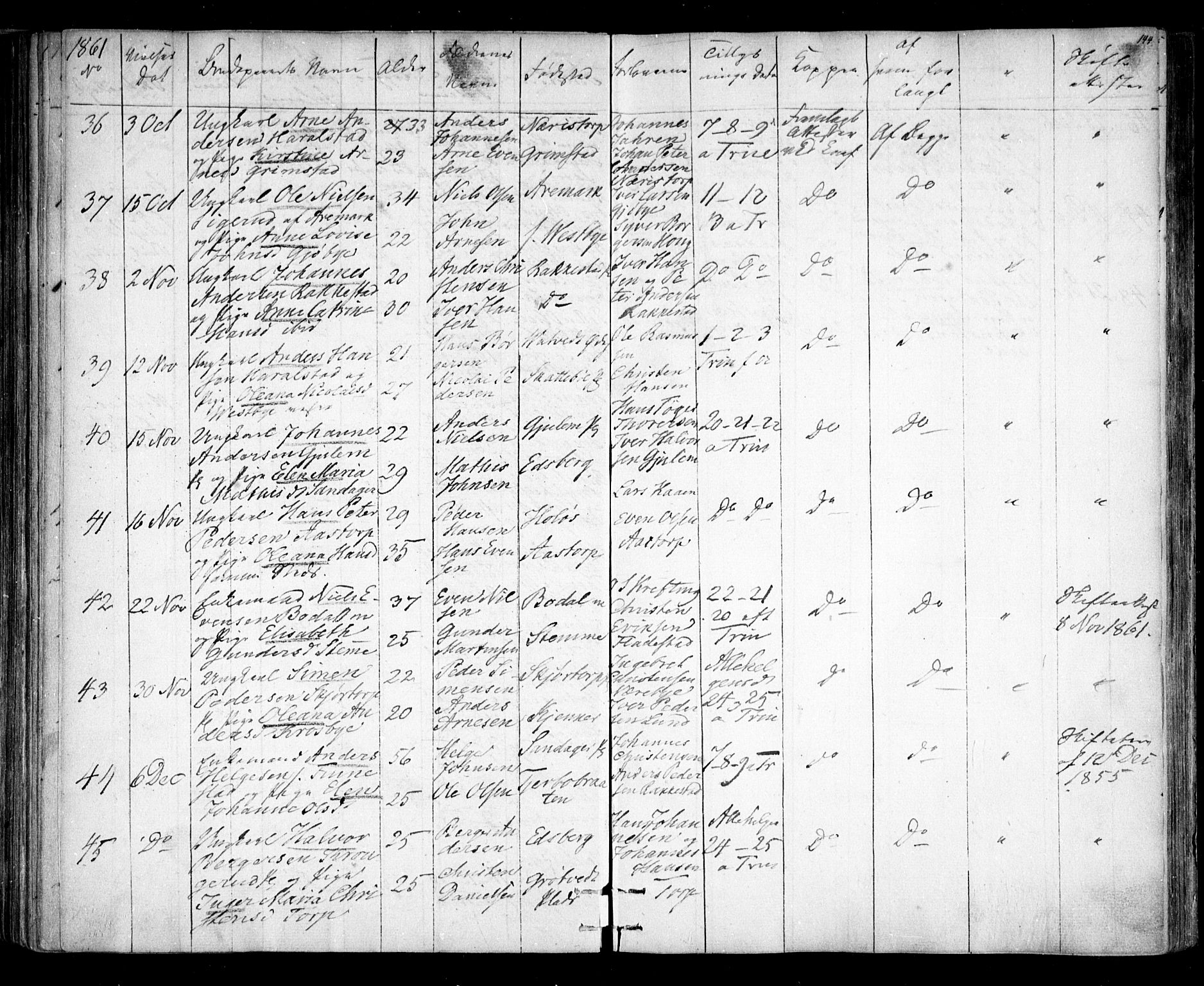 Rakkestad prestekontor Kirkebøker, AV/SAO-A-2008/F/Fa/L0010: Parish register (official) no. I 10, 1857-1861, p. 144