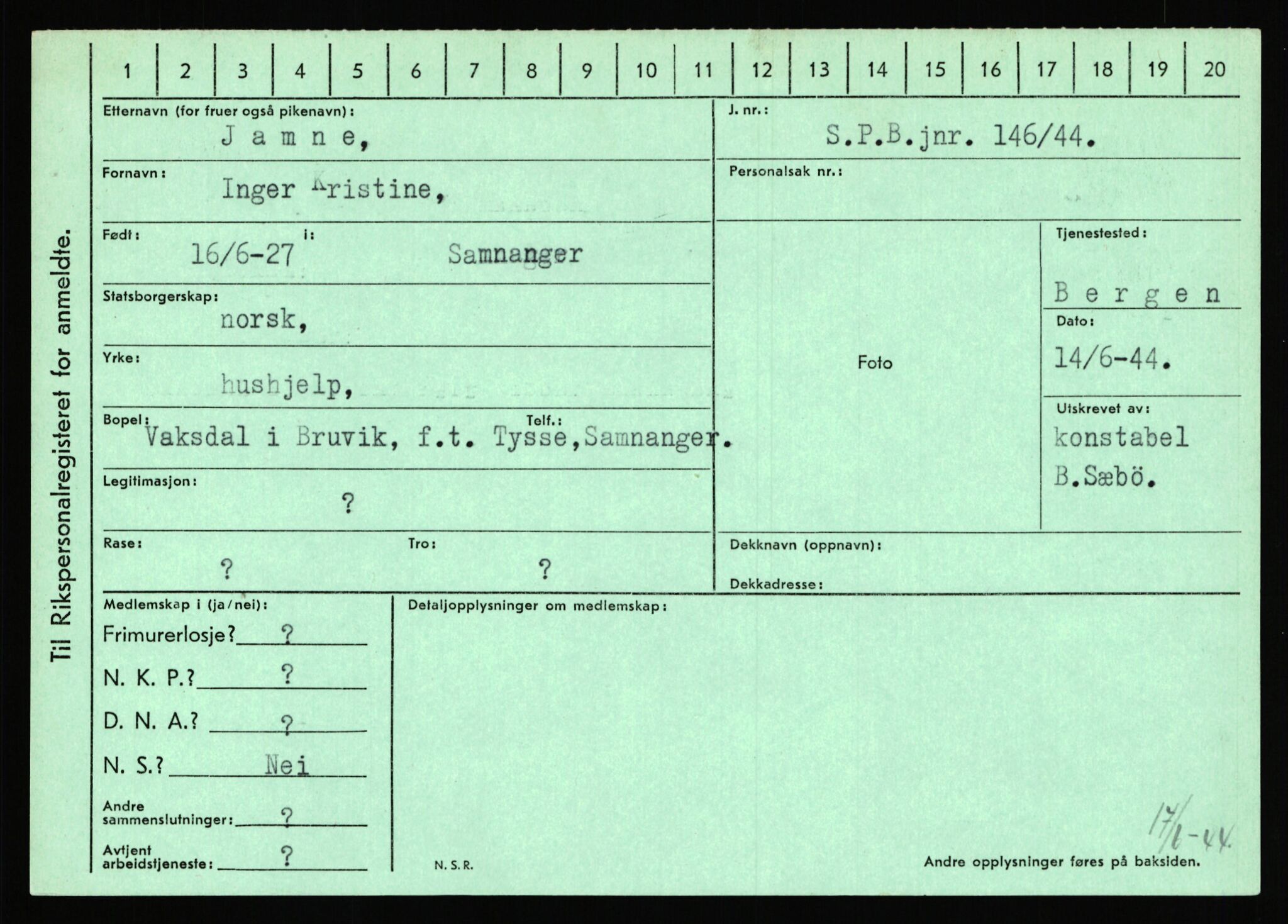 Statspolitiet - Hovedkontoret / Osloavdelingen, AV/RA-S-1329/C/Ca/L0007: Hol - Joelsen, 1943-1945, p. 3385