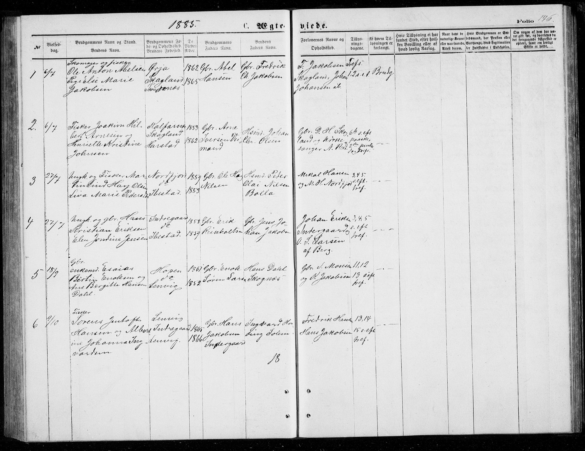Berg sokneprestkontor, AV/SATØ-S-1318/G/Ga/Gab/L0003klokker: Parish register (copy) no. 3, 1874-1886, p. 146