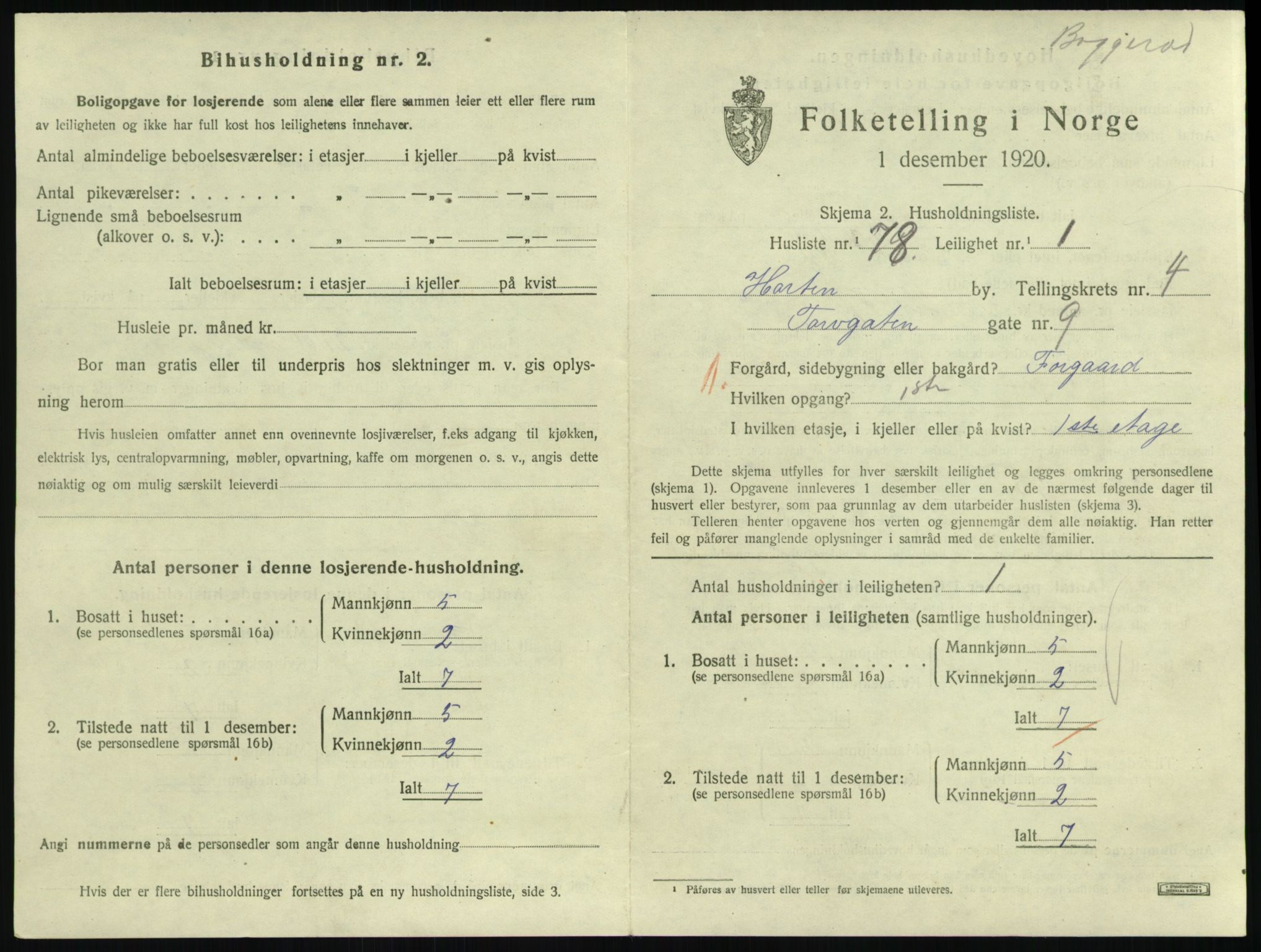 SAKO, 1920 census for Horten, 1920, p. 5185