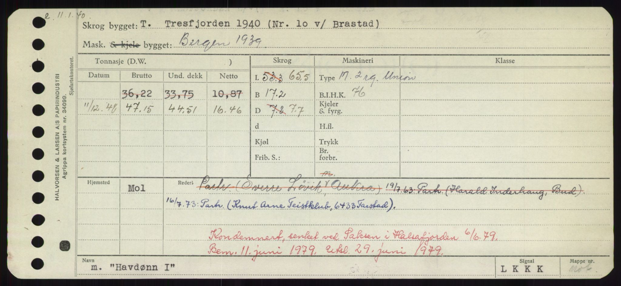 Sjøfartsdirektoratet med forløpere, Skipsmålingen, RA/S-1627/H/Hd/L0014: Fartøy, H-Havl, p. 521