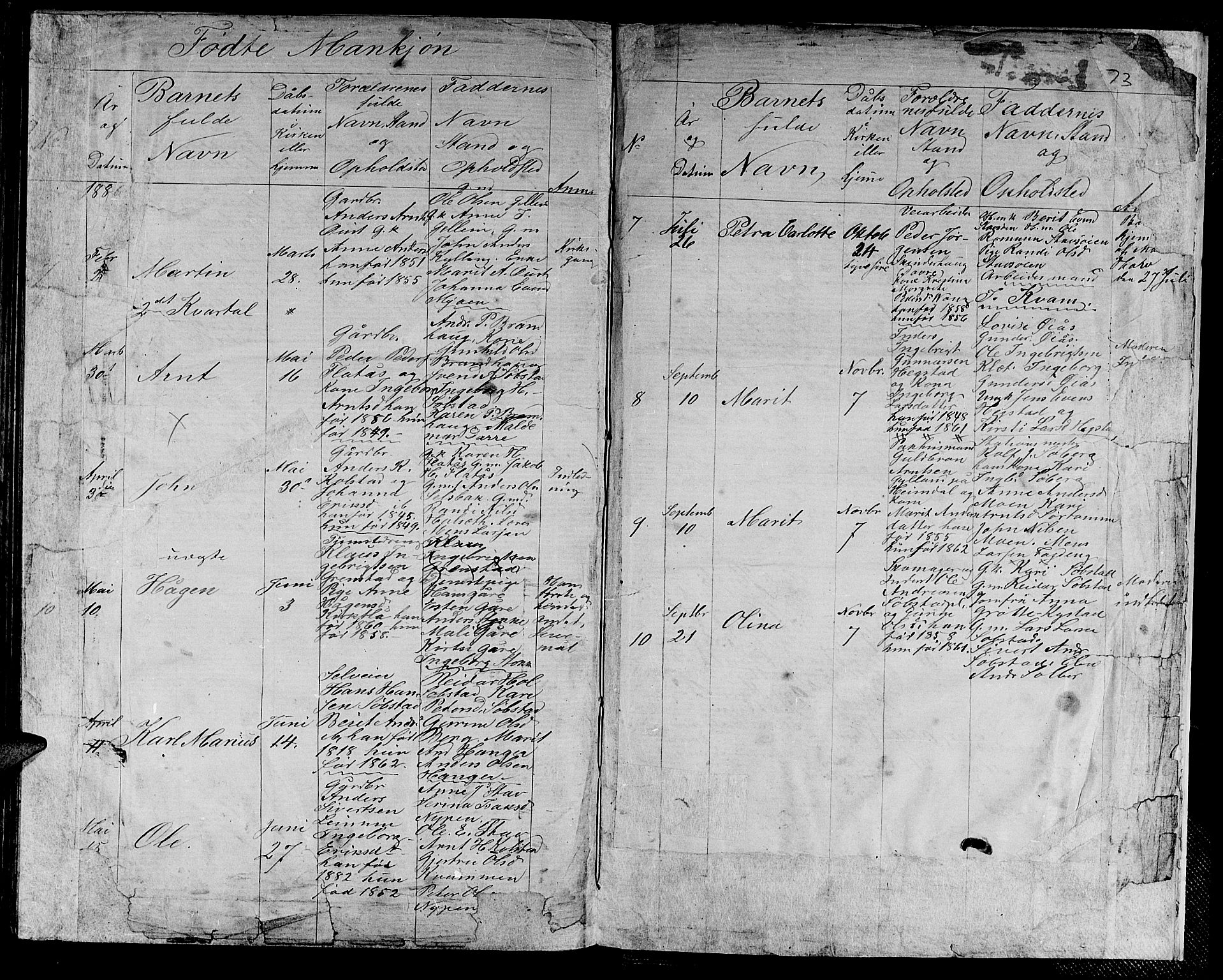 Ministerialprotokoller, klokkerbøker og fødselsregistre - Sør-Trøndelag, AV/SAT-A-1456/613/L0394: Parish register (copy) no. 613C02, 1862-1886, p. 73