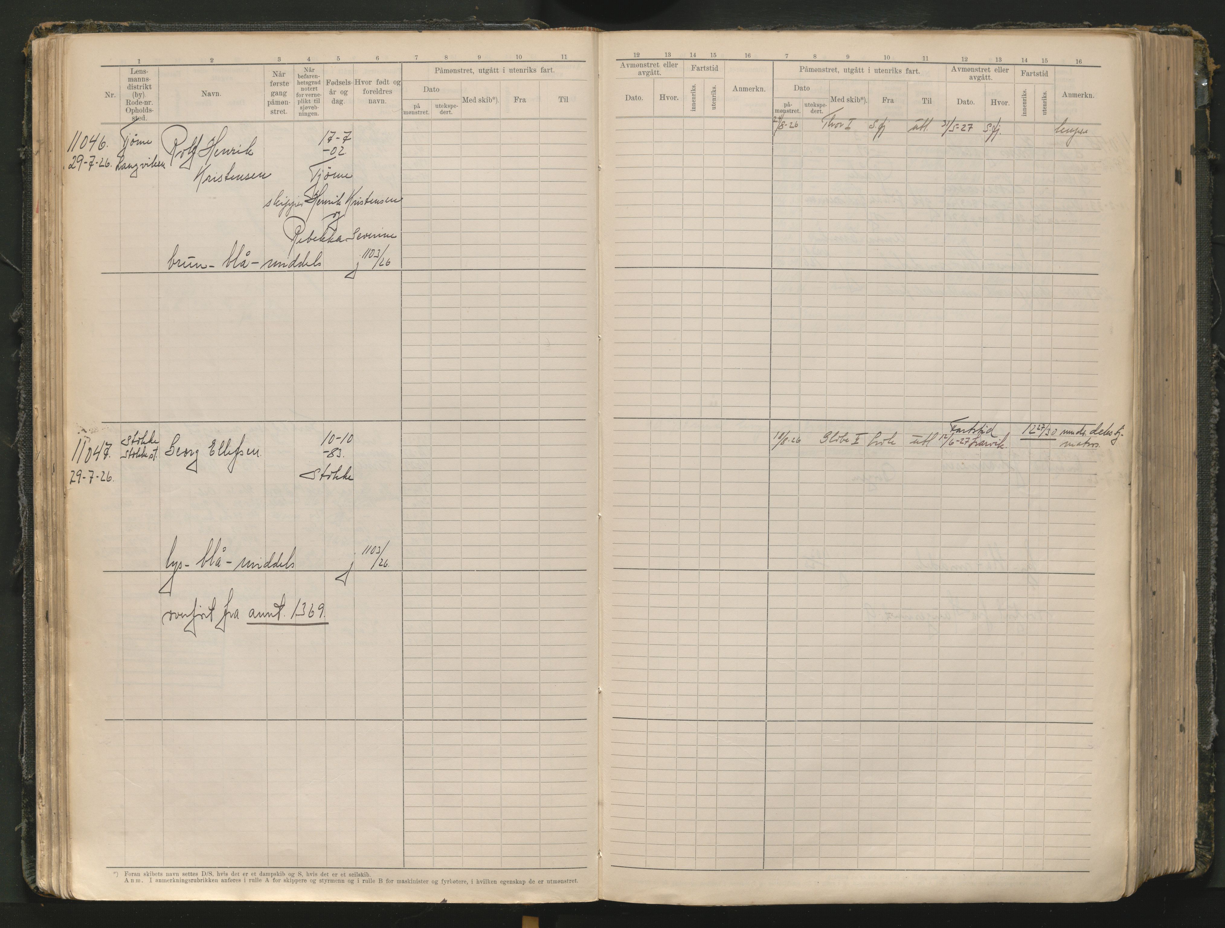 Tønsberg innrulleringskontor, AV/SAKO-A-786/F/Fc/Fcb/L0012: Hovedrulle Patent nr. 10828-12216, 1925-1948